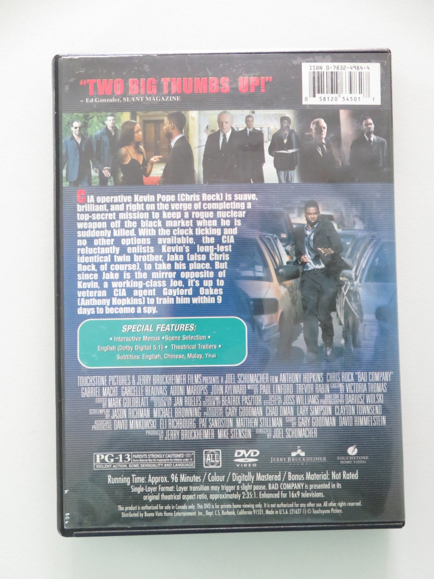 Bad Company (DVD) Anthony Hopkins Chris Rock 2002 Region ALL Movie posters