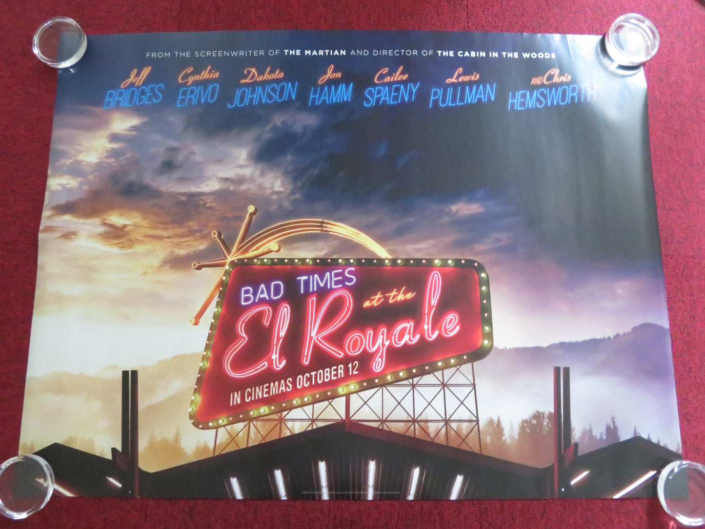 BAD TIMES AT THE EL ROYALE - B UK QUAD ROLLED POSTER CHRIS HEMSWORTH 2018 Rendezvous Cinema Movie posters