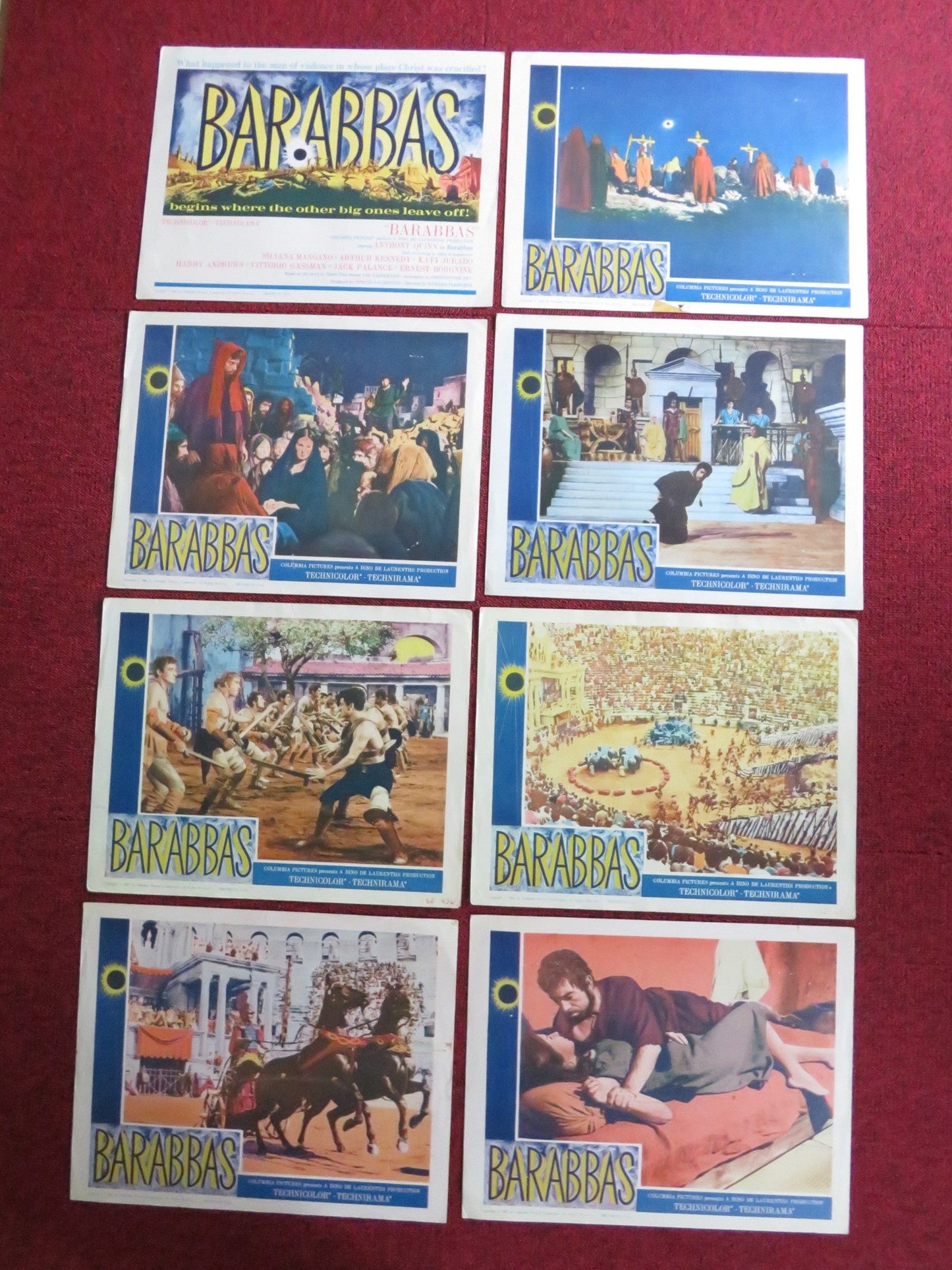 BARABBAS US LOBBY CARD FULL SET ANTHONY QUINN SILVANA MANGANO 1962 Rendezvous Cinema Movie posters