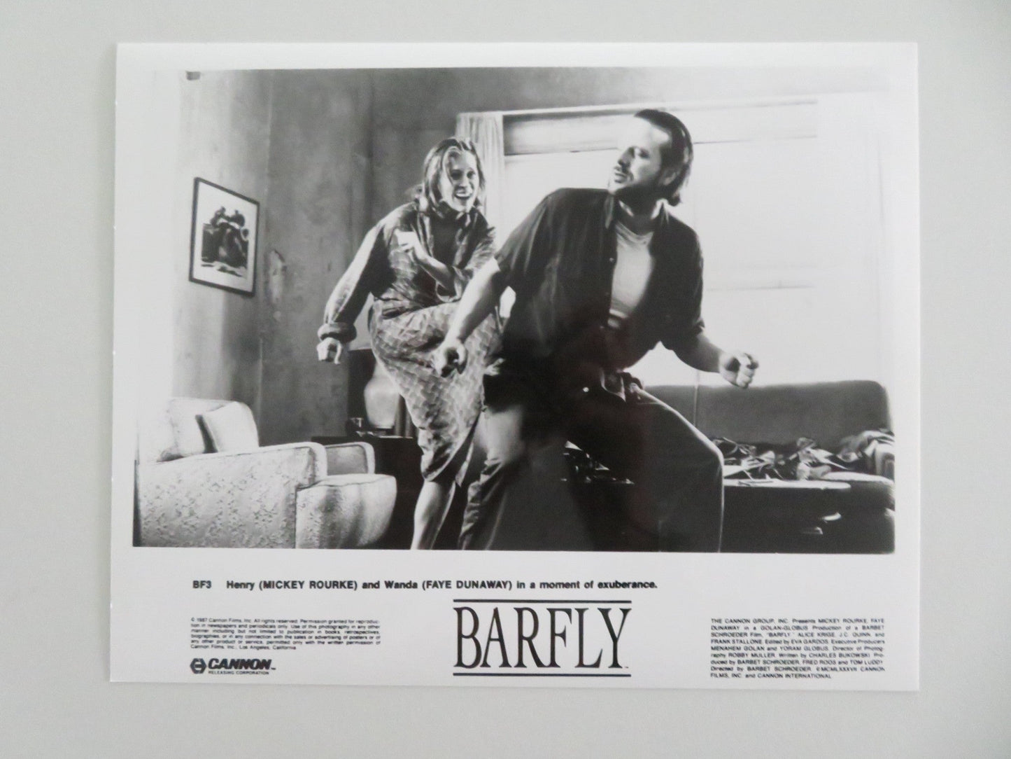BARFLY MOVIE STILL PHOTO LOT OF 10 CHARLES BUKOWSKI MICKEY ROURKE DUNAWAY 1987 - Rendezvous Cinema