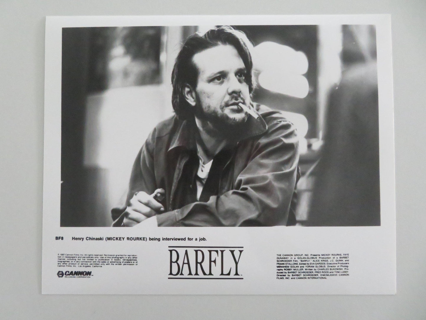 BARFLY MOVIE STILL PHOTO LOT OF 10 CHARLES BUKOWSKI MICKEY ROURKE DUNAWAY 1987 - Rendezvous Cinema