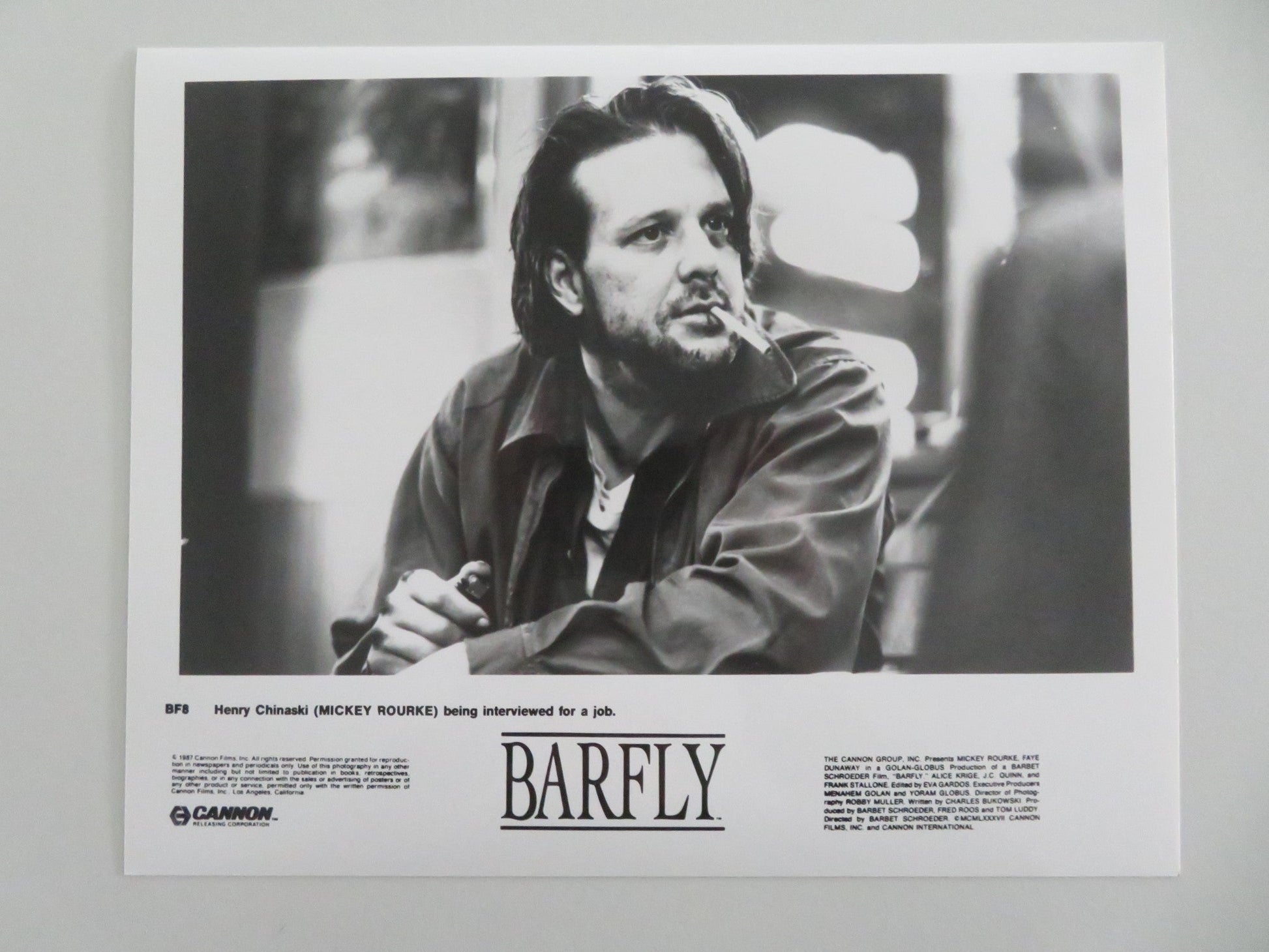 BARFLY MOVIE STILL PHOTO LOT OF 10 CHARLES BUKOWSKI MICKEY ROURKE DUNAWAY 1987 - Rendezvous Cinema