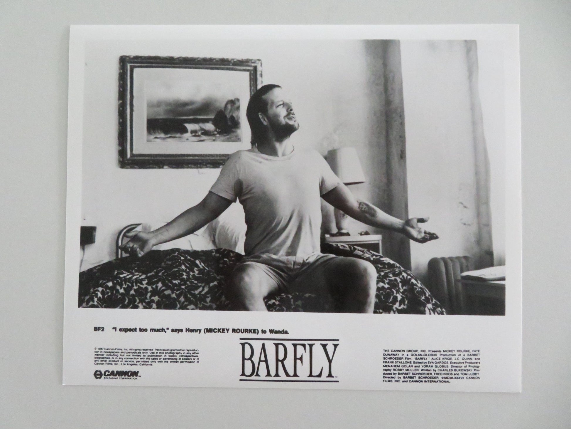 BARFLY MOVIE STILL PHOTO LOT OF 10 CHARLES BUKOWSKI MICKEY ROURKE DUNAWAY 1987 - Rendezvous Cinema