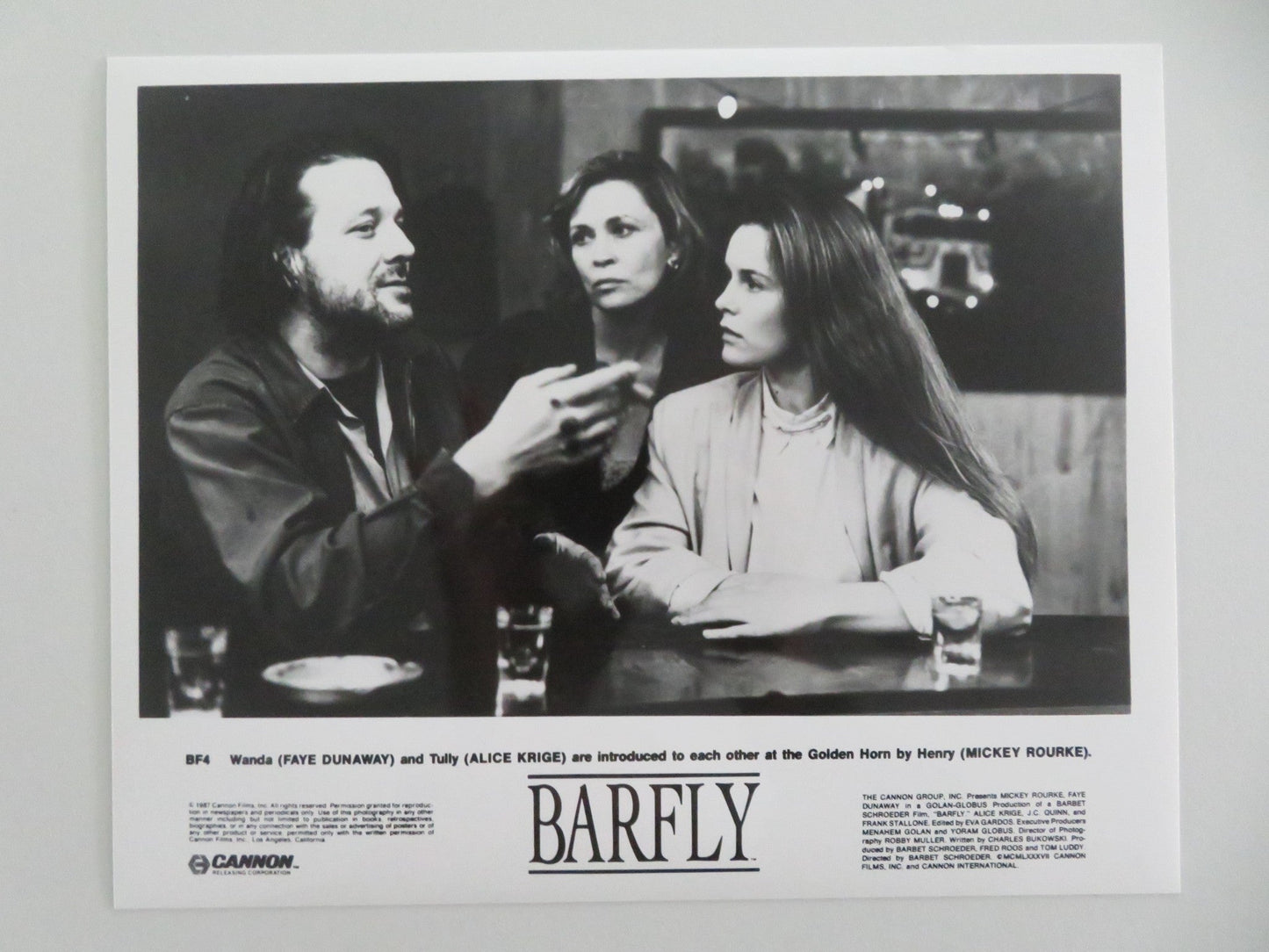 BARFLY MOVIE STILL PHOTO LOT OF 10 CHARLES BUKOWSKI MICKEY ROURKE DUNAWAY 1987 - Rendezvous Cinema