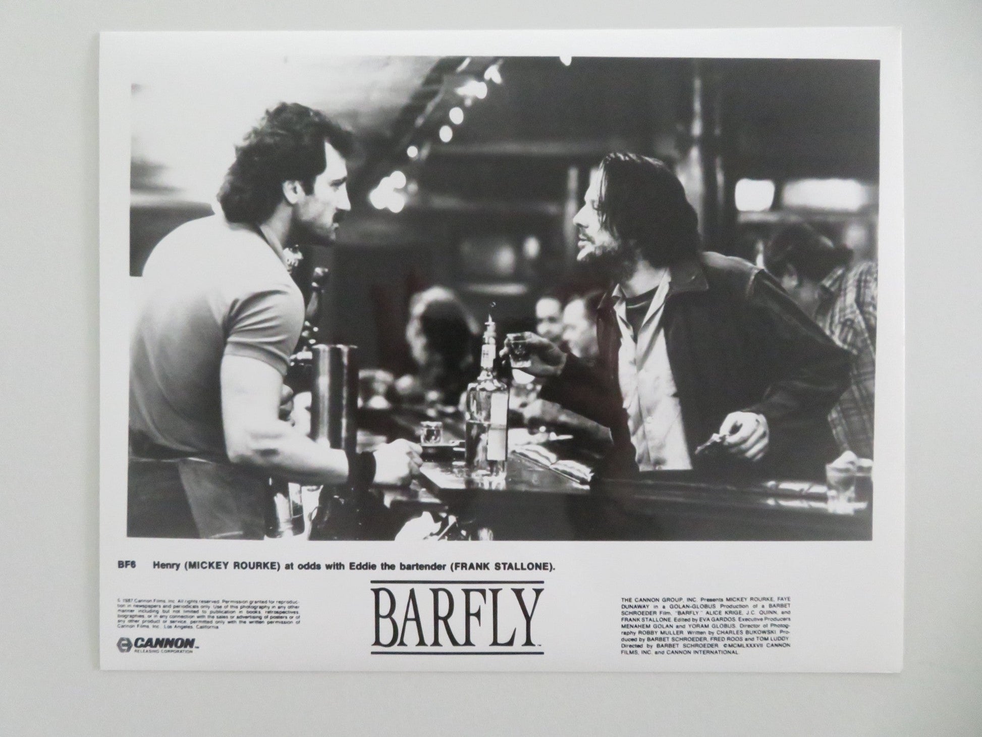 BARFLY MOVIE STILL PHOTO LOT OF 10 CHARLES BUKOWSKI MICKEY ROURKE DUNAWAY 1987 - Rendezvous Cinema