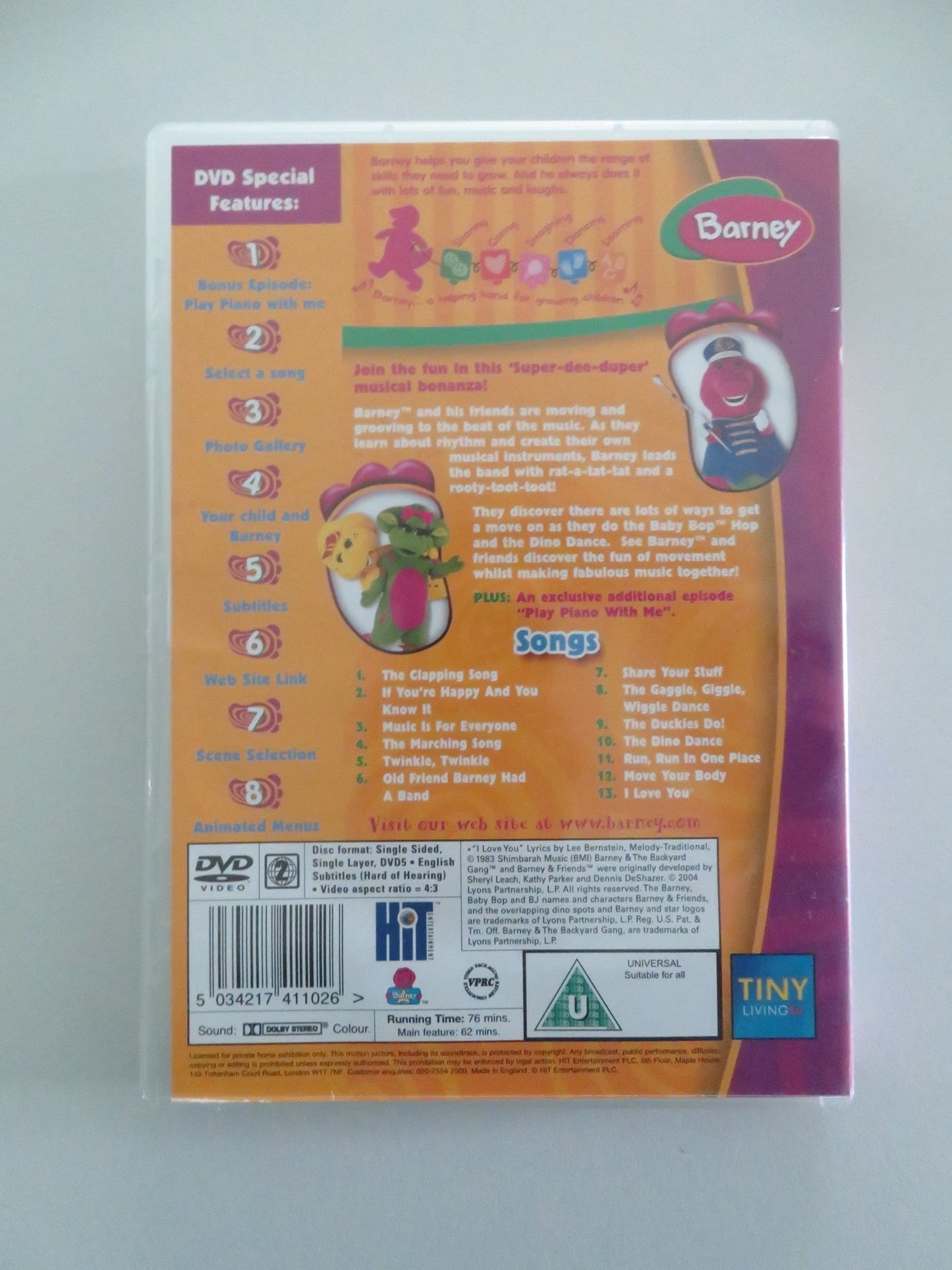 BARNEY MOVING AND GROOVING (DVD) DEAN WENDT CAREY STINSON 2004 REGION 2 - Rendezvous Cinema