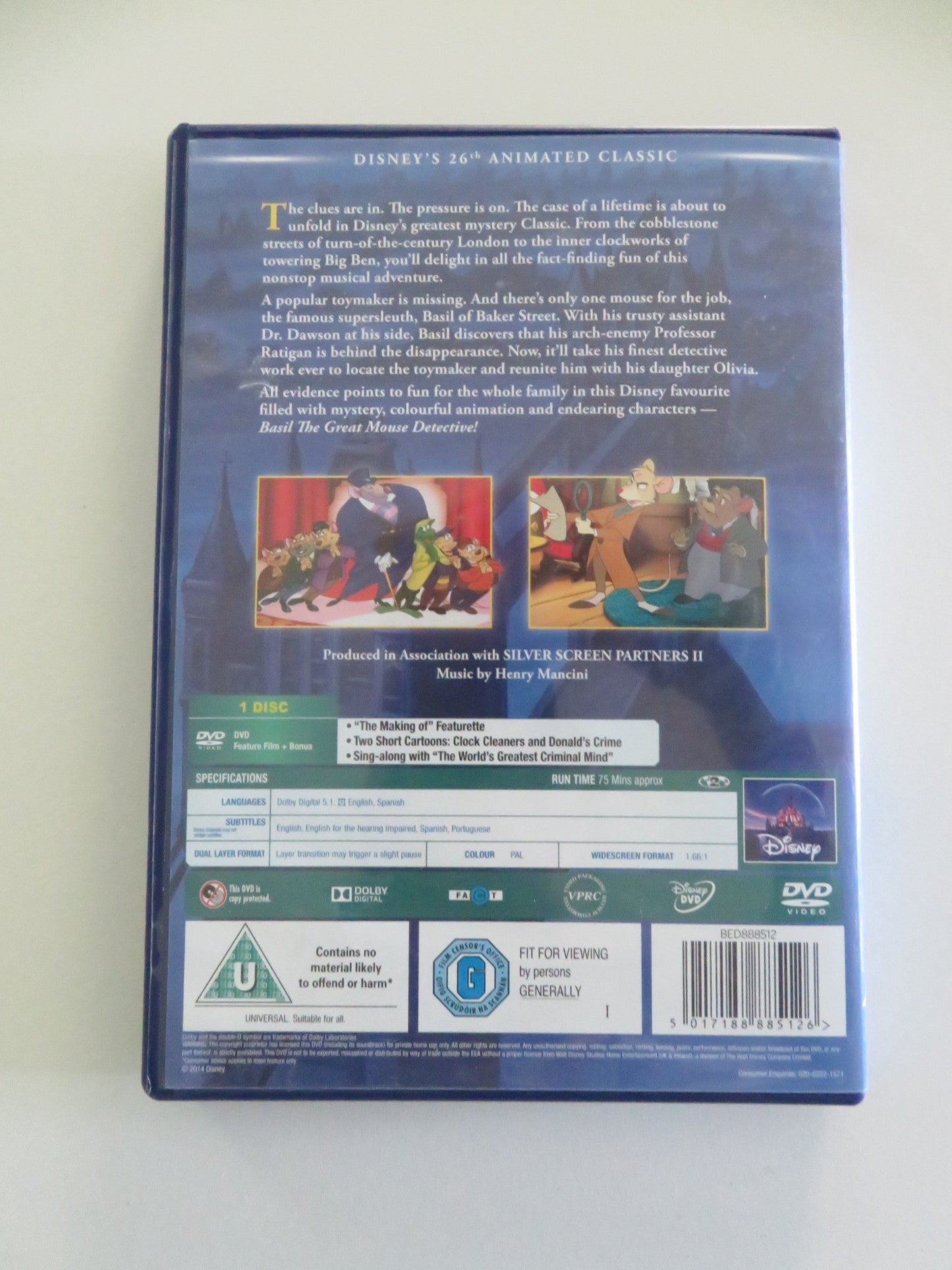 BASIL, THE GREAT MOUSE DETECTIVE (DVD) DISNEY VINCENT PRICE 1986 REGION 2 Movie posters