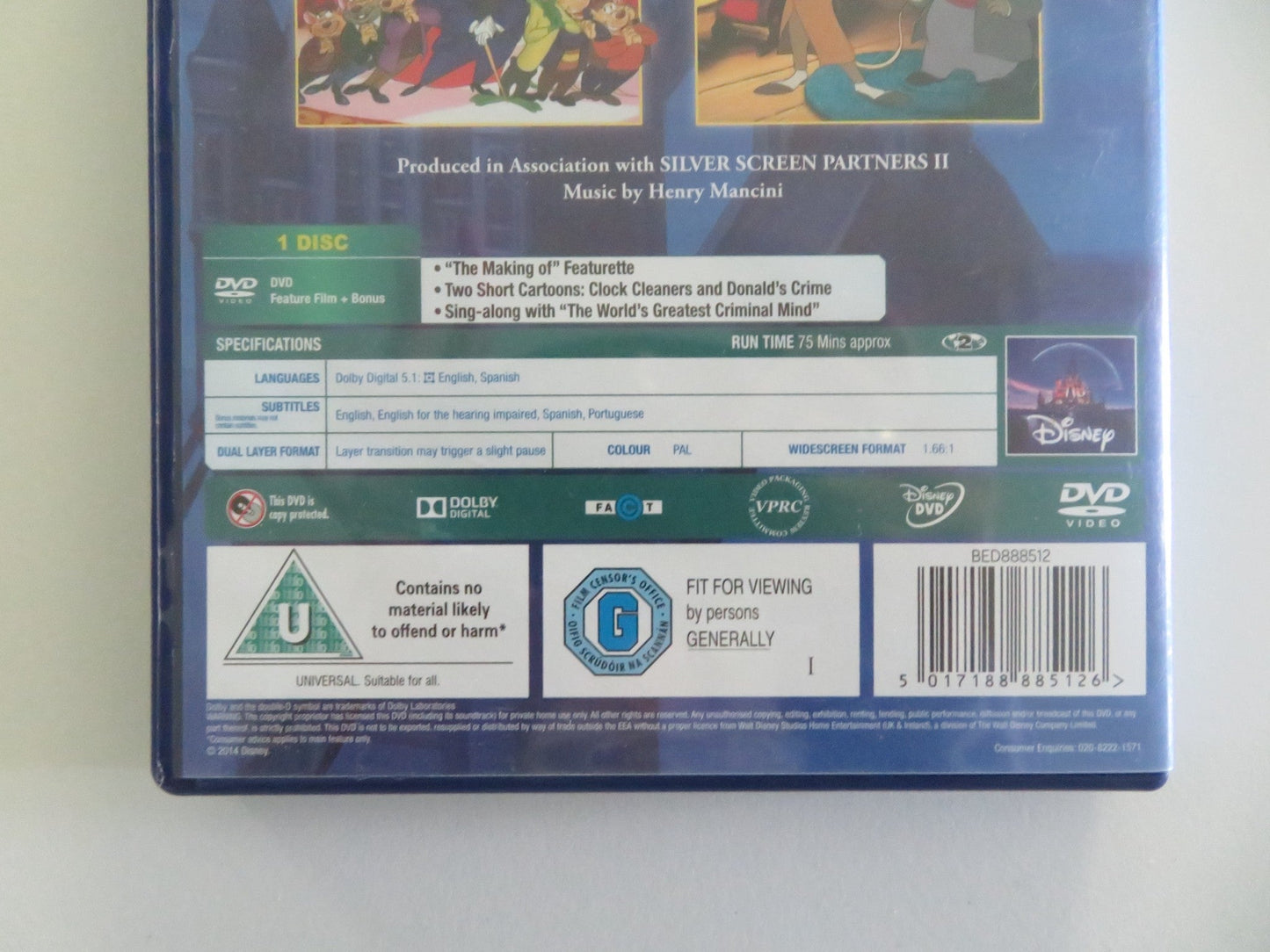 BASIL, THE GREAT MOUSE DETECTIVE (DVD) DISNEY VINCENT PRICE 1986 REGION 2 Movie posters