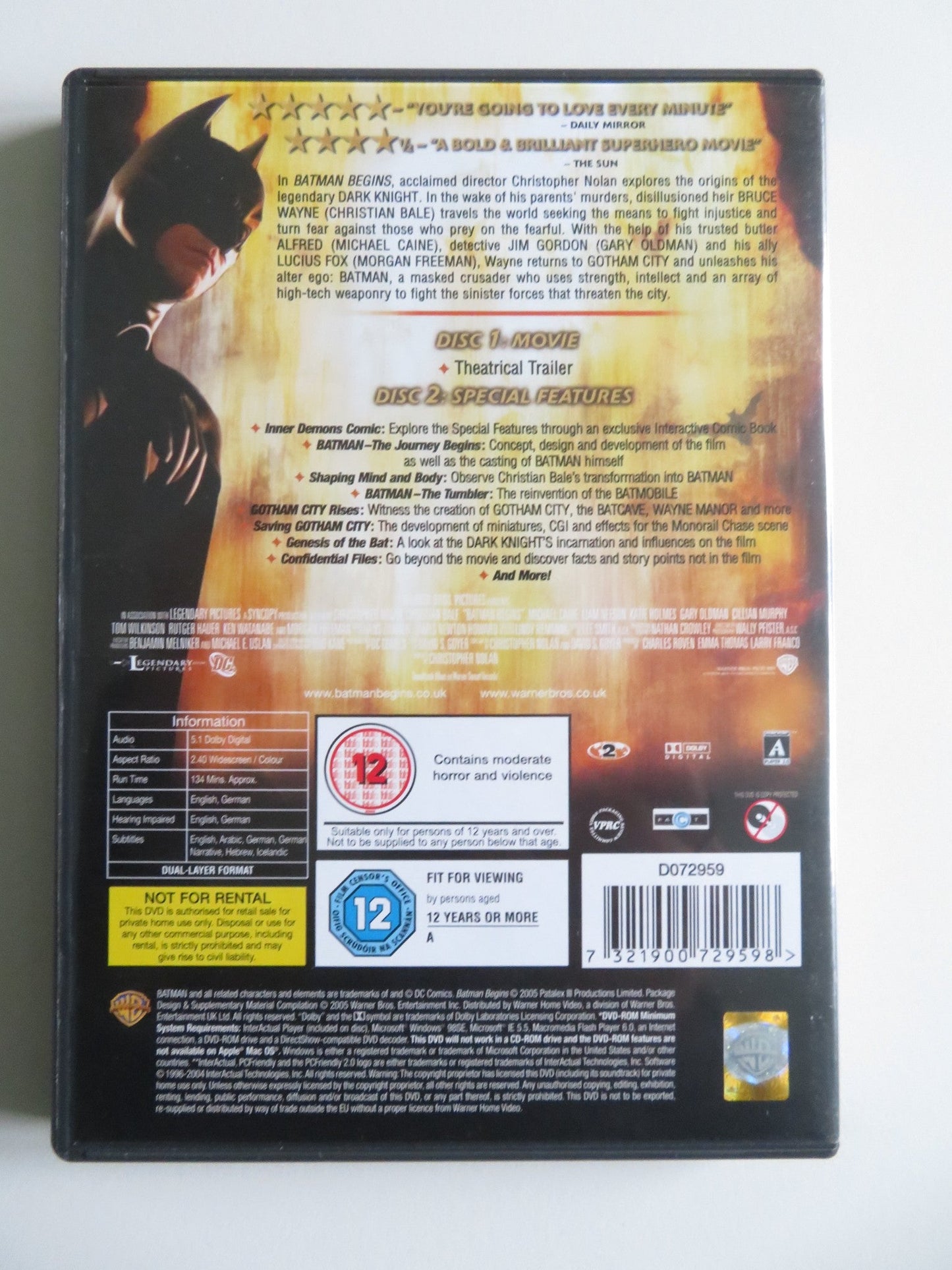 BATMAN BEGINS & THE DARK KNIGHT - LIMITED EDITION SET (DVD BOXSET) 2005 REGION 2 Movie posters