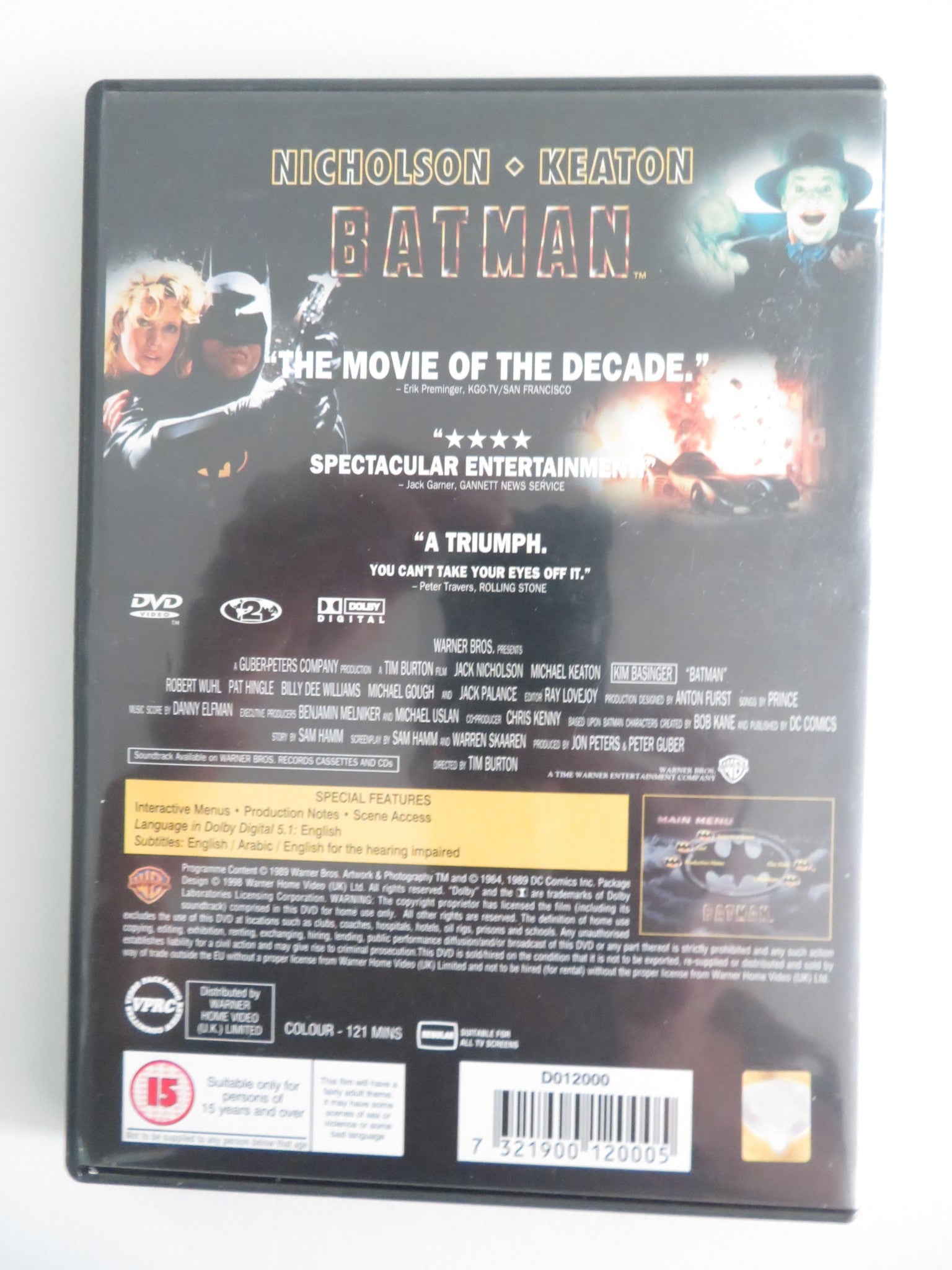 BATMAN (DVD) MICHAEL KEATON JACK NICHOLSON 1989 REGION 2 Movie posters