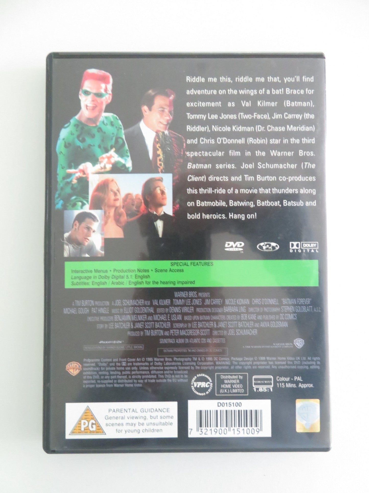 BATMAN FOREVER (DVD) VAL KILMER TOMMY LEE JONES 1995 REGION 2 Movie posters
