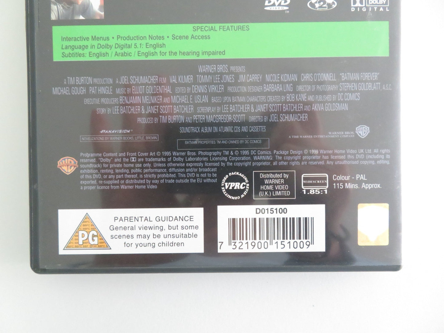 BATMAN FOREVER (DVD) VAL KILMER TOMMY LEE JONES 1995 REGION 2 Movie posters