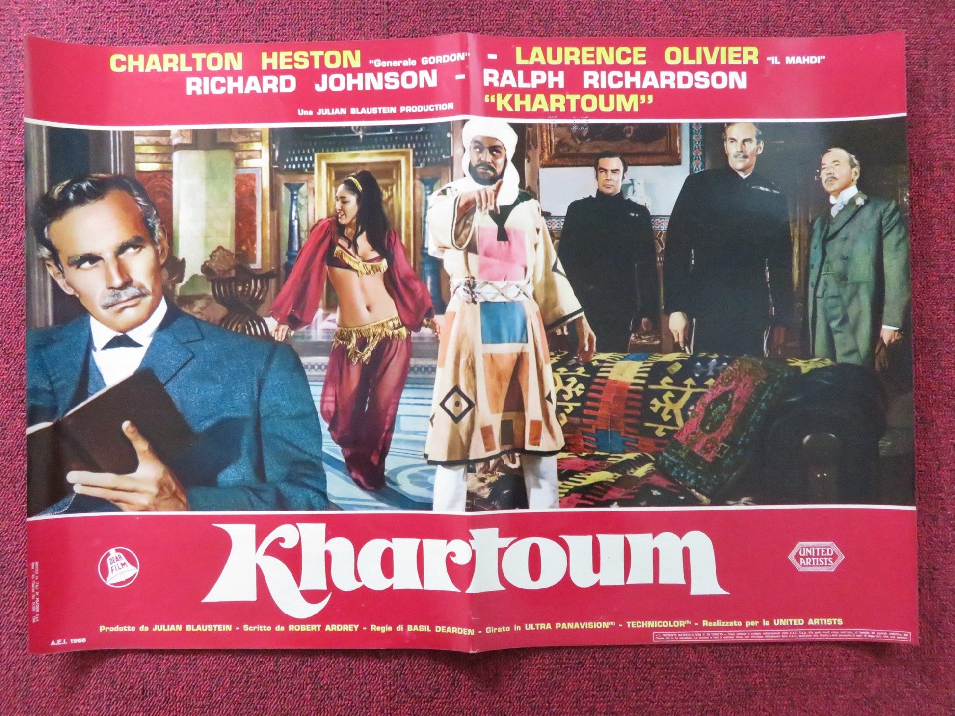 BATTLE FOR KHARTOUM - F ITALIAN FOTOBUSTA POSTER CHARLTON HESTON OLIVIER 1966 Rendezvous Cinema Movie posters