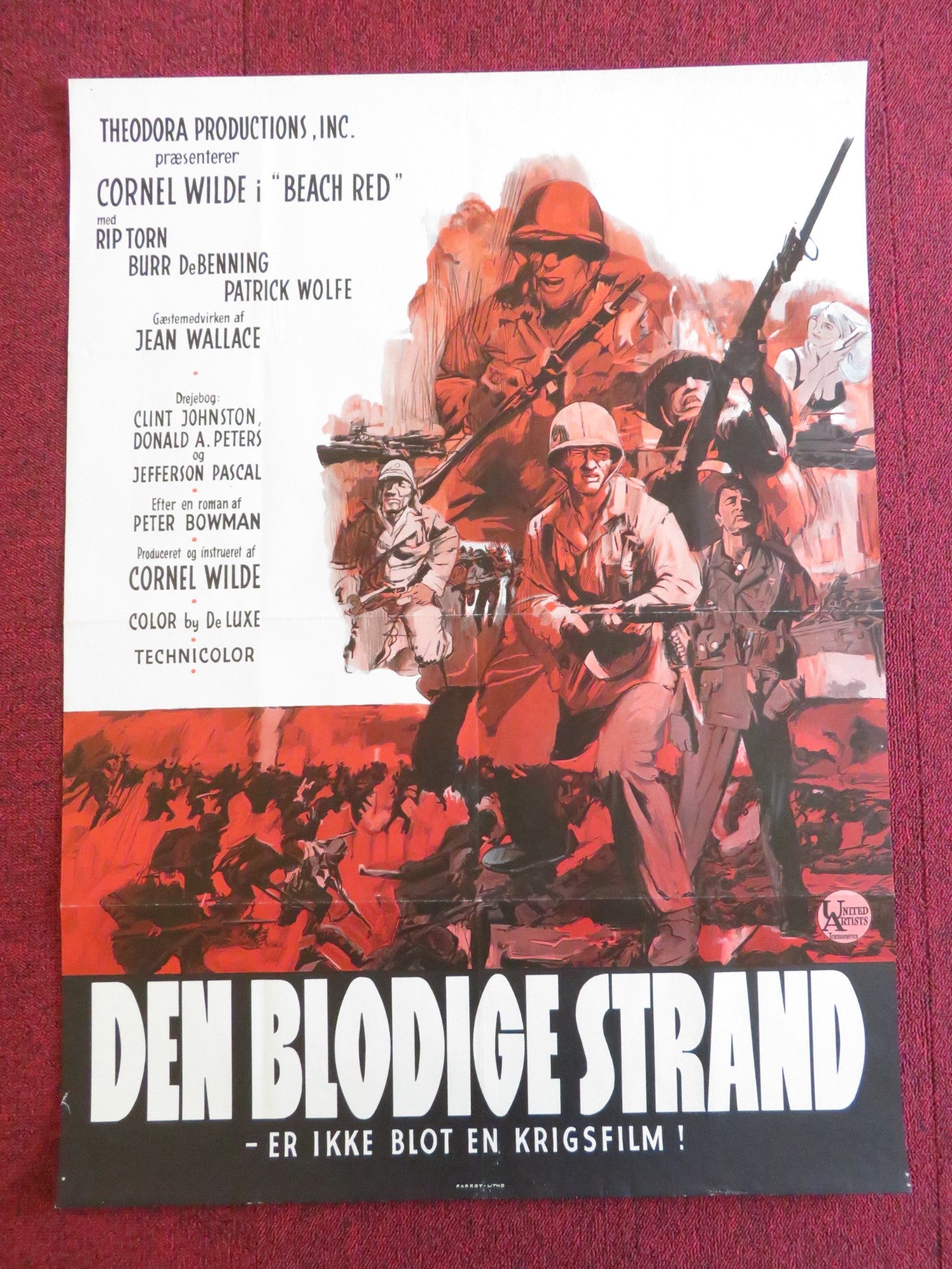 BEACH RED DANISH POSTER ROLLED CORNEL WILDE RIP TORN 1968 Rendezvous Cinema Movie posters