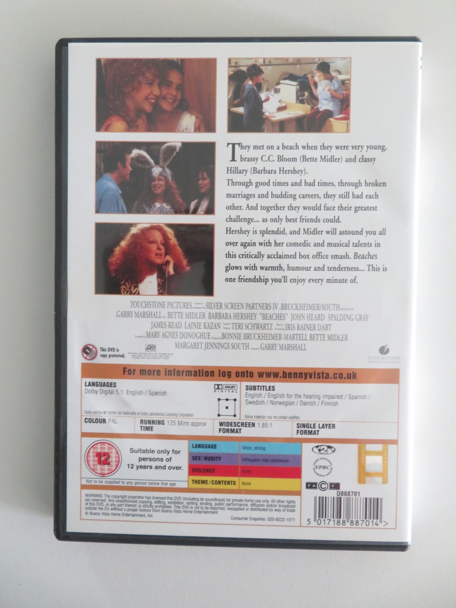 BEACHES (DVD) BETTE MIDLER BARBARA HERSHEY 1988 REGION 2 Movie posters