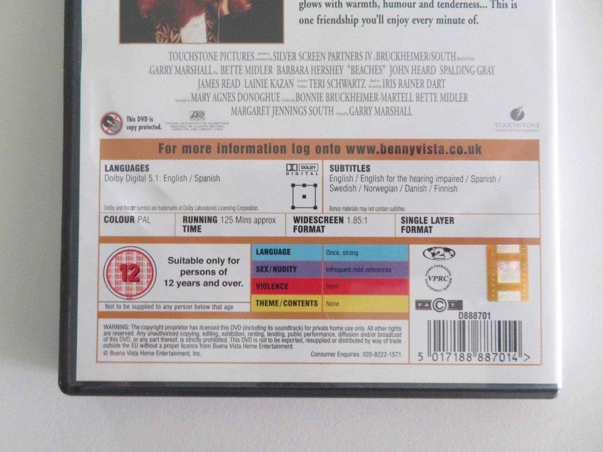 BEACHES (DVD) BETTE MIDLER BARBARA HERSHEY 1988 REGION 2 Movie posters