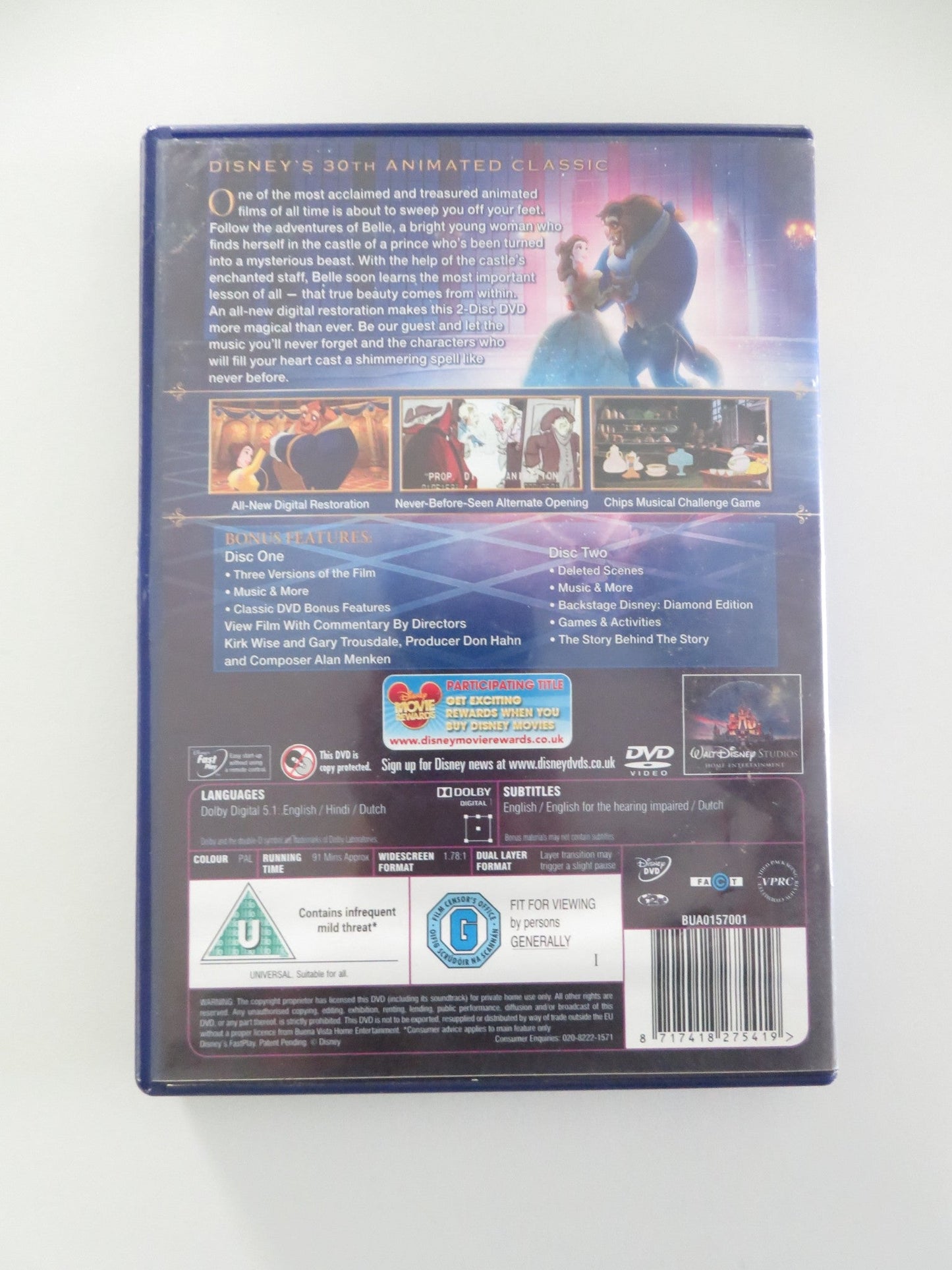 BEAUTY AND THE BEAST - 2 DISC DVD (DVD) DISNEY BOBBY BENSON 1991 REGION 2 Movie posters