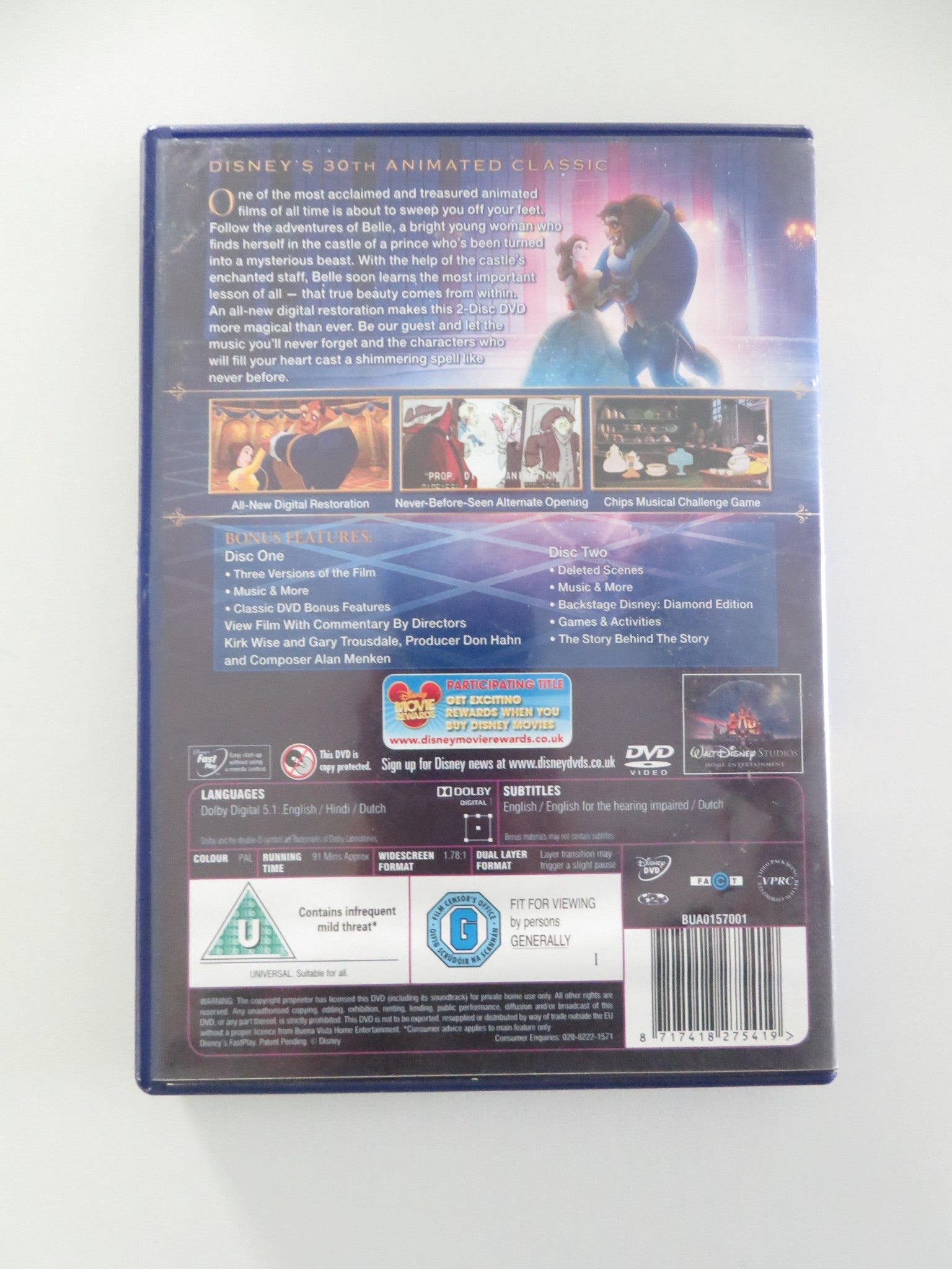 BEAUTY AND THE BEAST - 2 DISC DVD (DVD) DISNEY BOBBY BENSON 1991 REGION 2 Movie posters