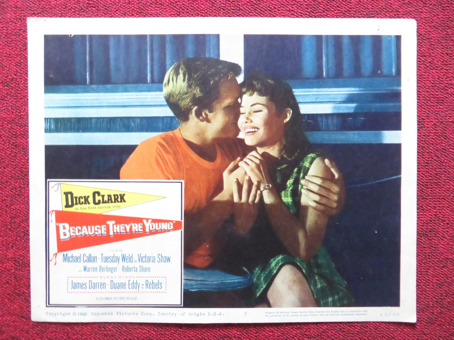BECAUSE THEY'RE YOUNG US LOBBY CARD FULL SET DICK CLARK MICHAEL CALLAN 1960 Rendezvous Cinema Movie posters