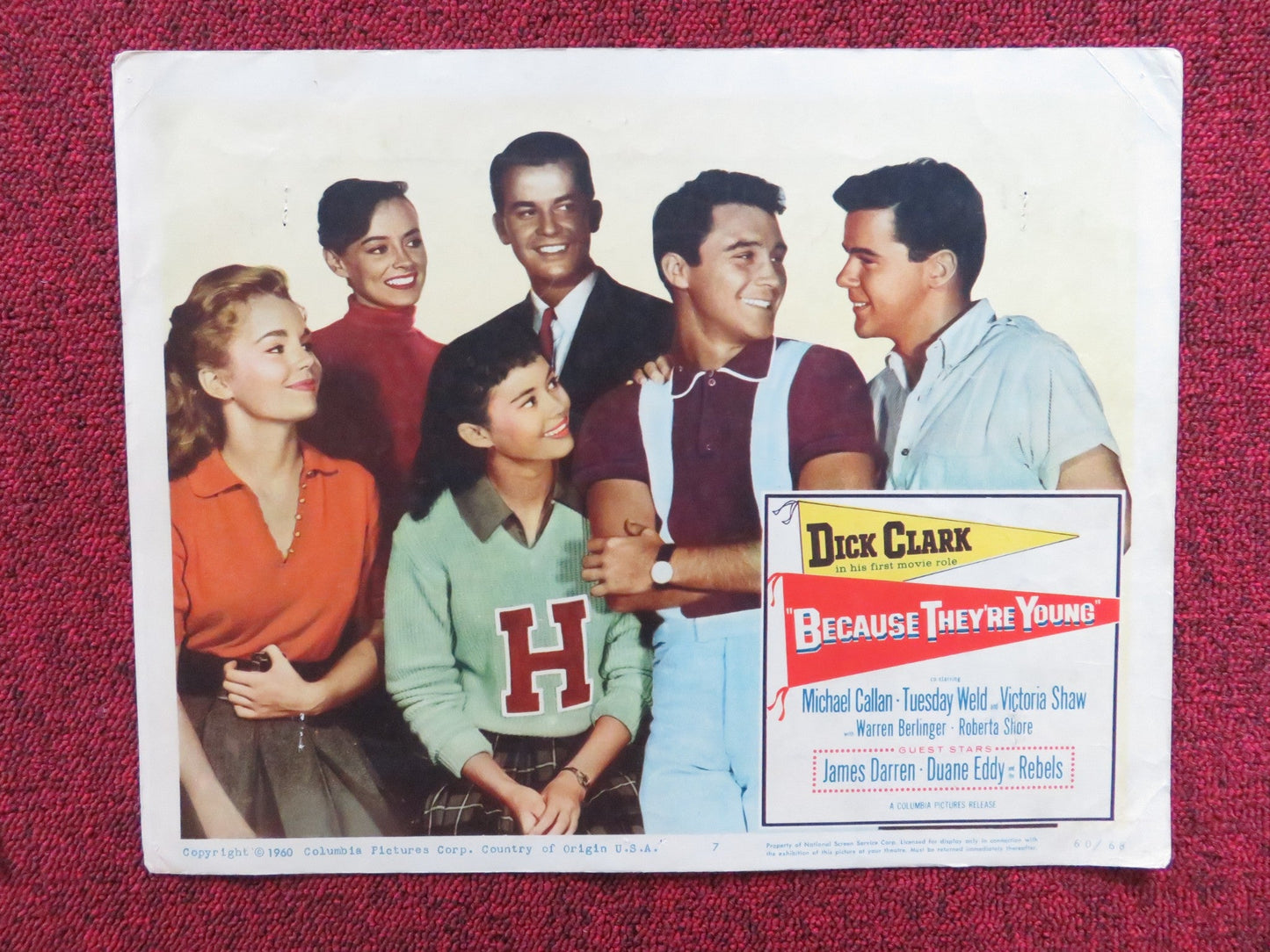 BECAUSE THEY'RE YOUNG US LOBBY CARD FULL SET DICK CLARK MICHAEL CALLAN 1960 Rendezvous Cinema Movie posters
