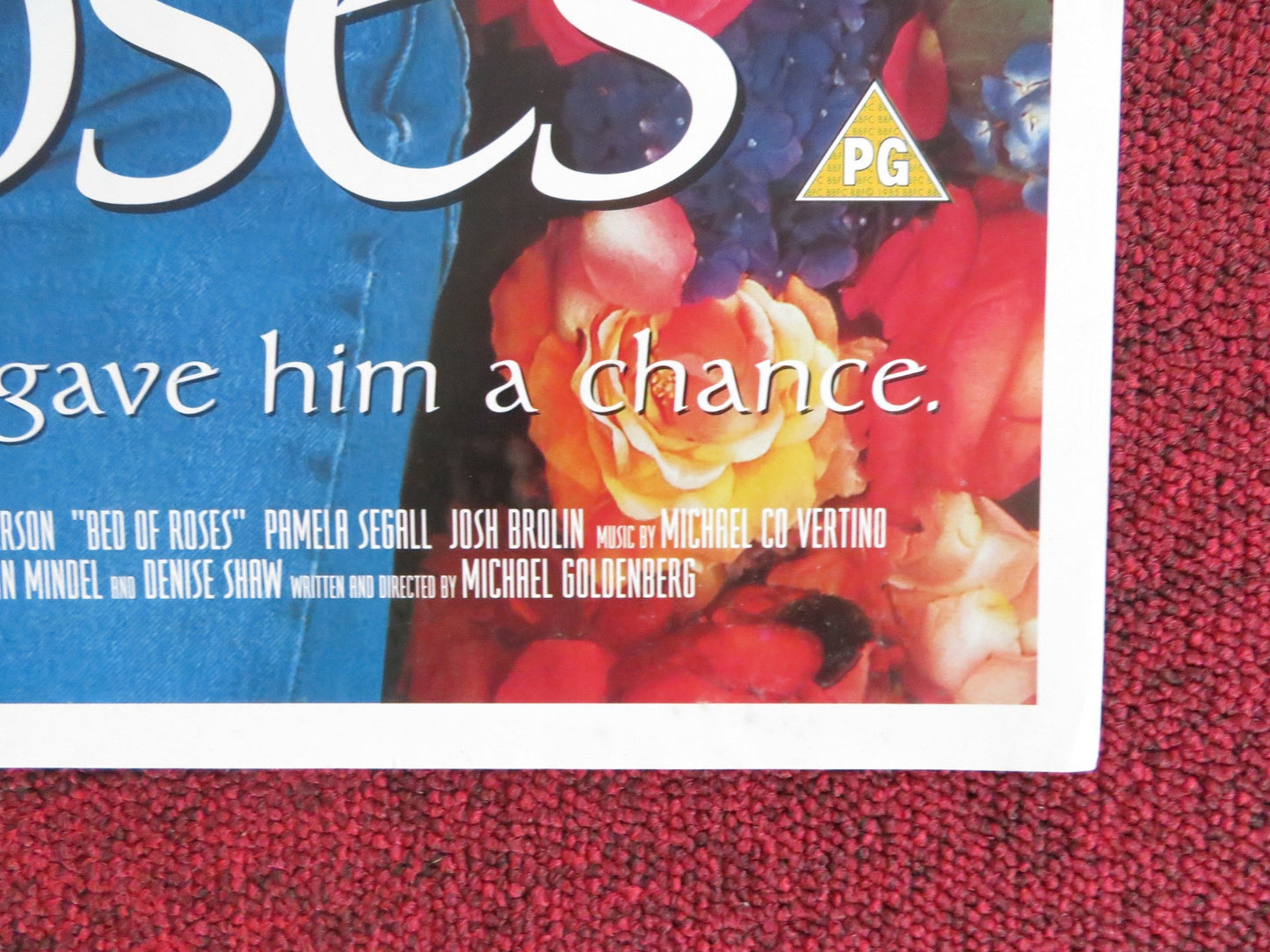 BED OF ROSES VHS POSTER ROLLED CHRISTIAN SLATER MARY STUART MASTERSON 1996 Rendezvous Cinema Movie posters