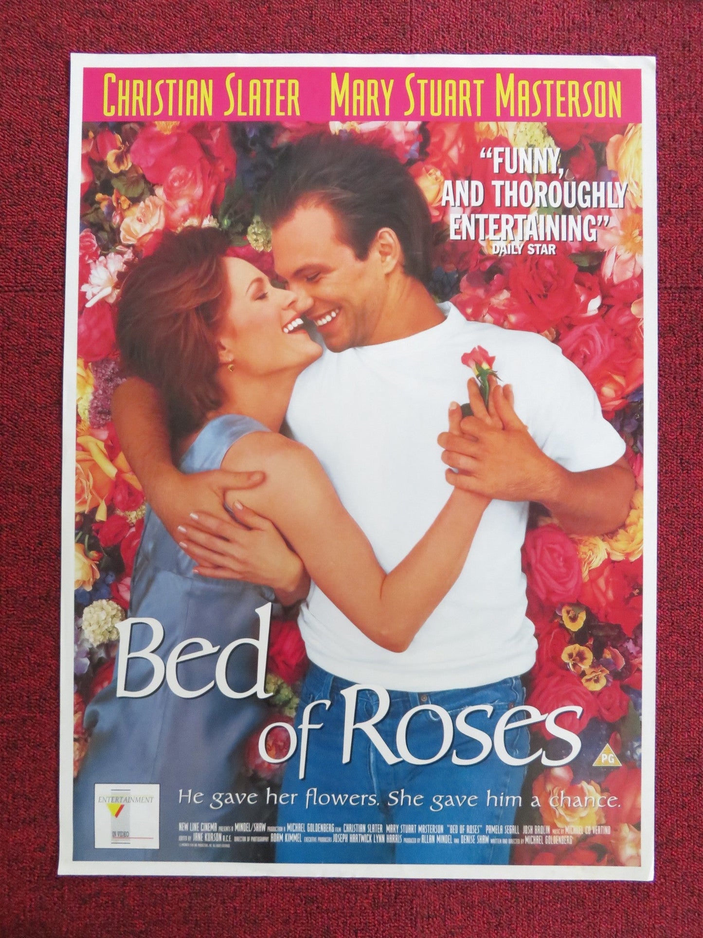 BED OF ROSES VHS POSTER ROLLED CHRISTIAN SLATER MARY STUART MASTERSON 1996 Rendezvous Cinema Movie posters