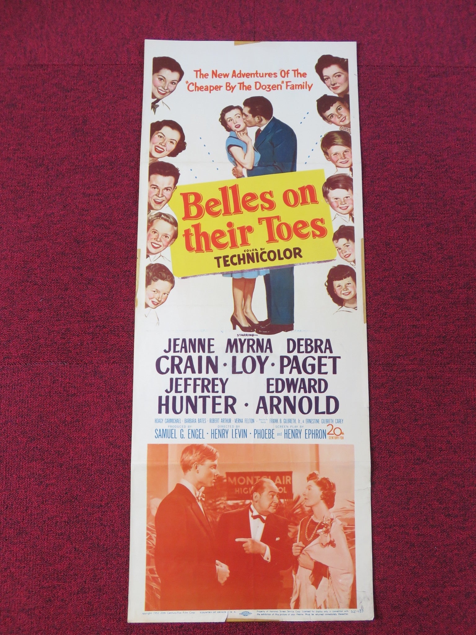 BELLES ON THEIR TOES US INSERT POSTER JEANNE CRAIN MYRNA LOY 1952 Rendezvous Cinema Movie posters