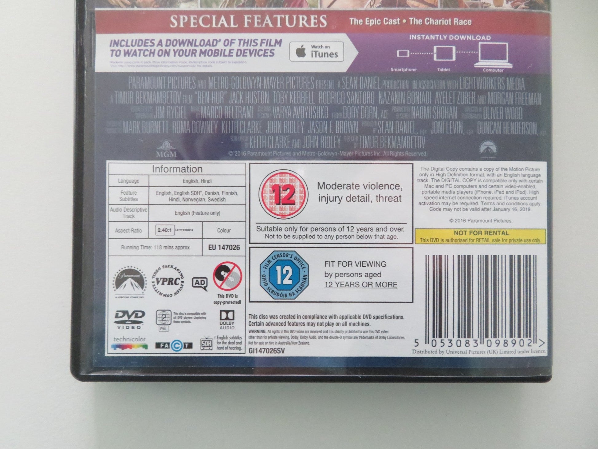 Ben - Hur (DVD) Jack Huston Toby Kebbell 2016 Region 2 Movie posters