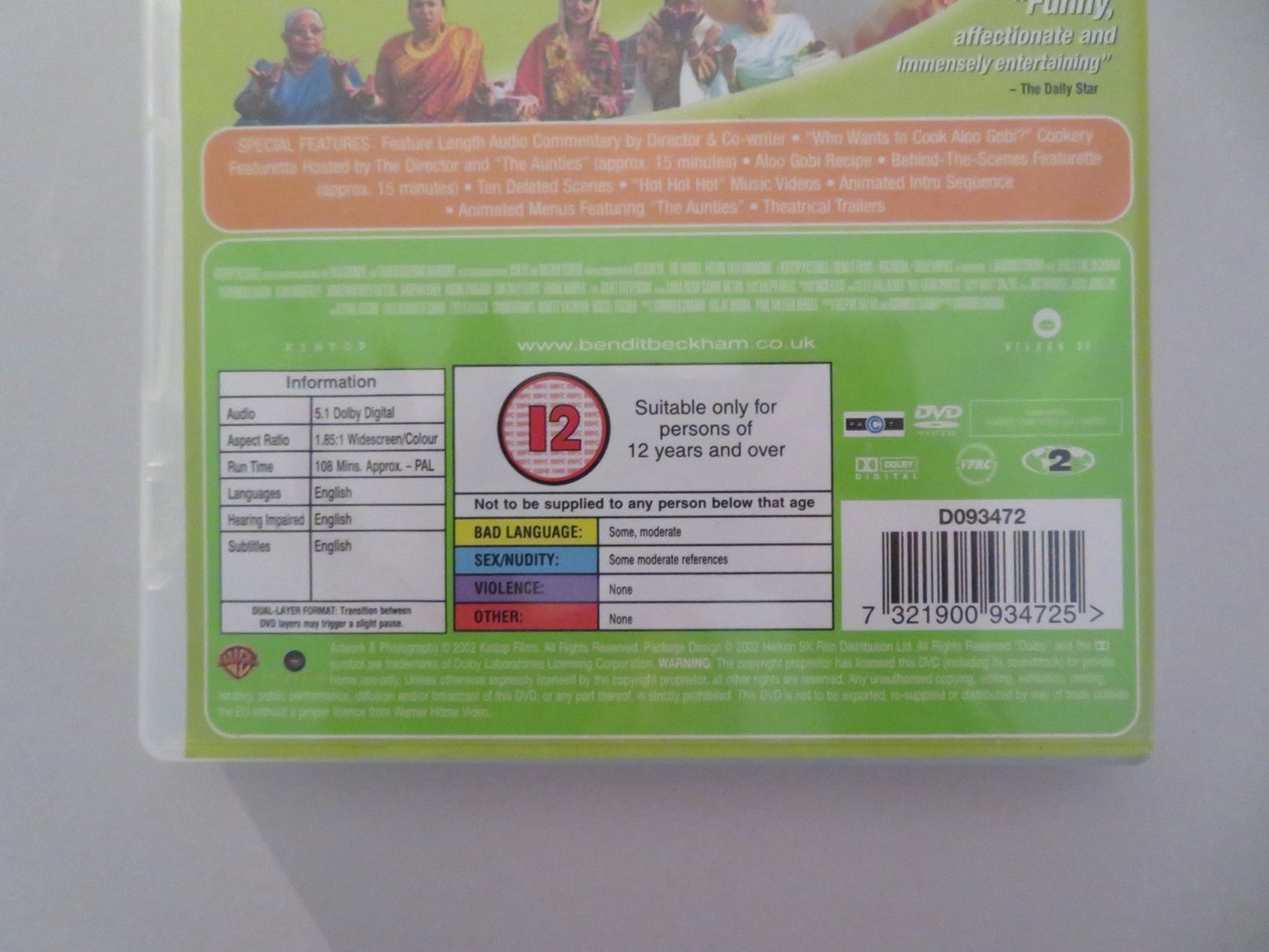 BEND IT LIKE BECKHAM (DVD) KEIRA KNIGHTLEY PARMINDER NAGRA 2002 REGION 2 Movie posters