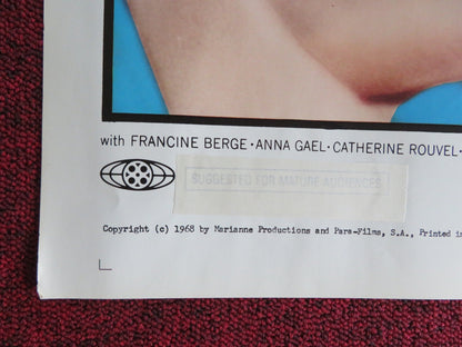 BENJAMIN - B FOLDED US ONE SHEET POSTER MICHELE MORGAN CATHERIN DENEUVE 1968 Rendezvous Cinema Movie posters