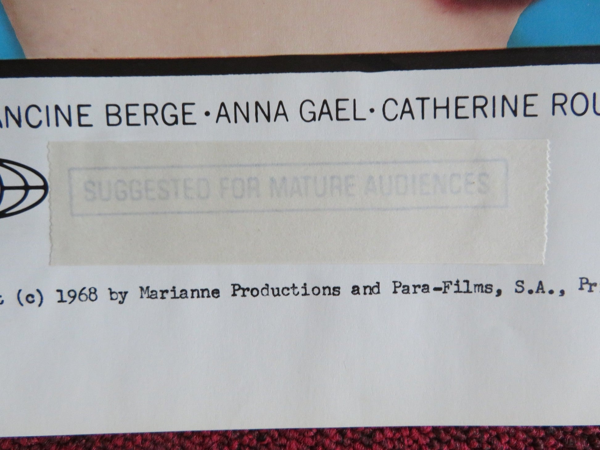 BENJAMIN - B FOLDED US ONE SHEET POSTER MICHELE MORGAN CATHERIN DENEUVE 1968 Rendezvous Cinema Movie posters