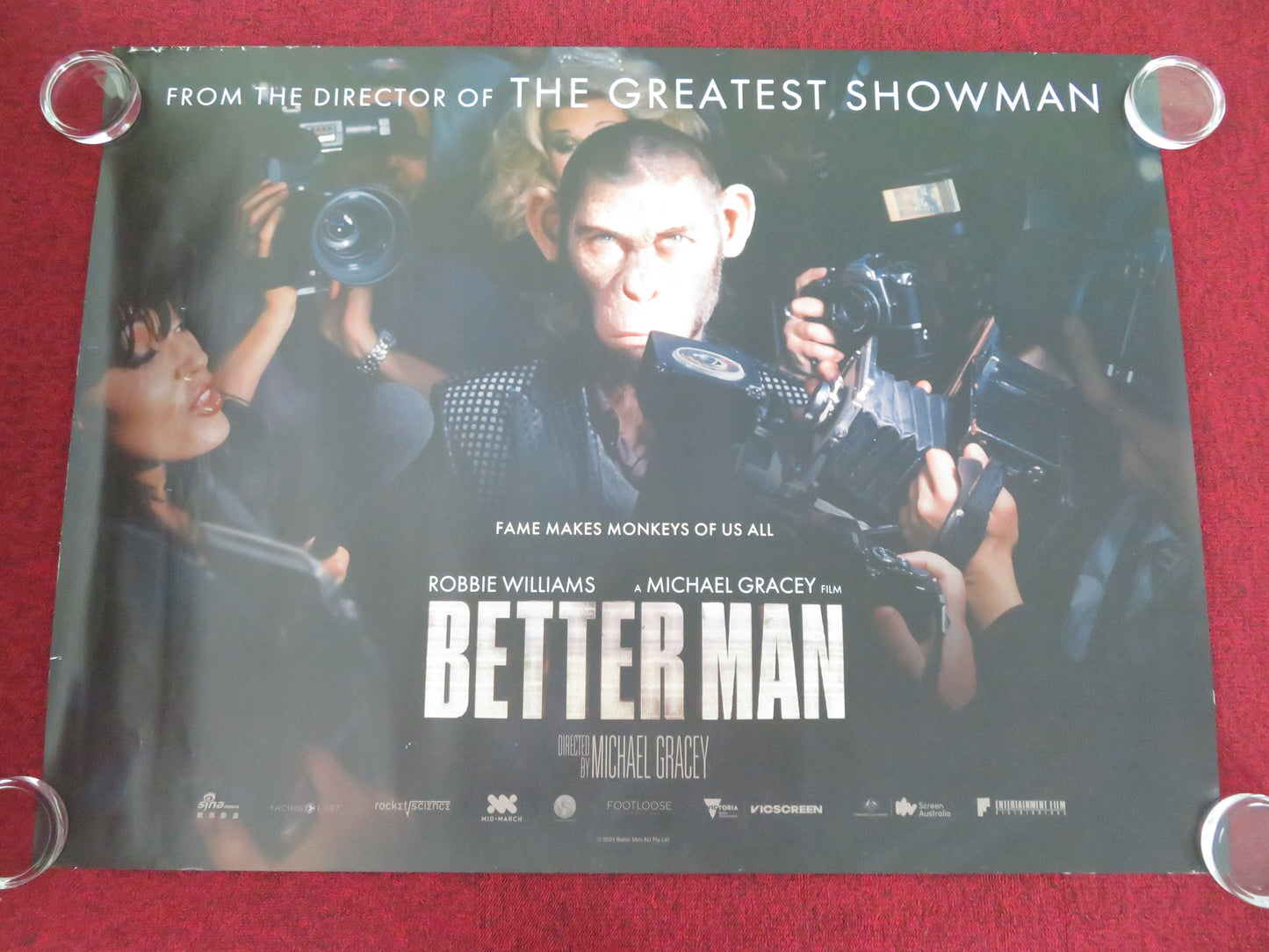 Better Man UK Quad Rolled Poster Robbie Williams Steve Pemberton 2024 Movie posters