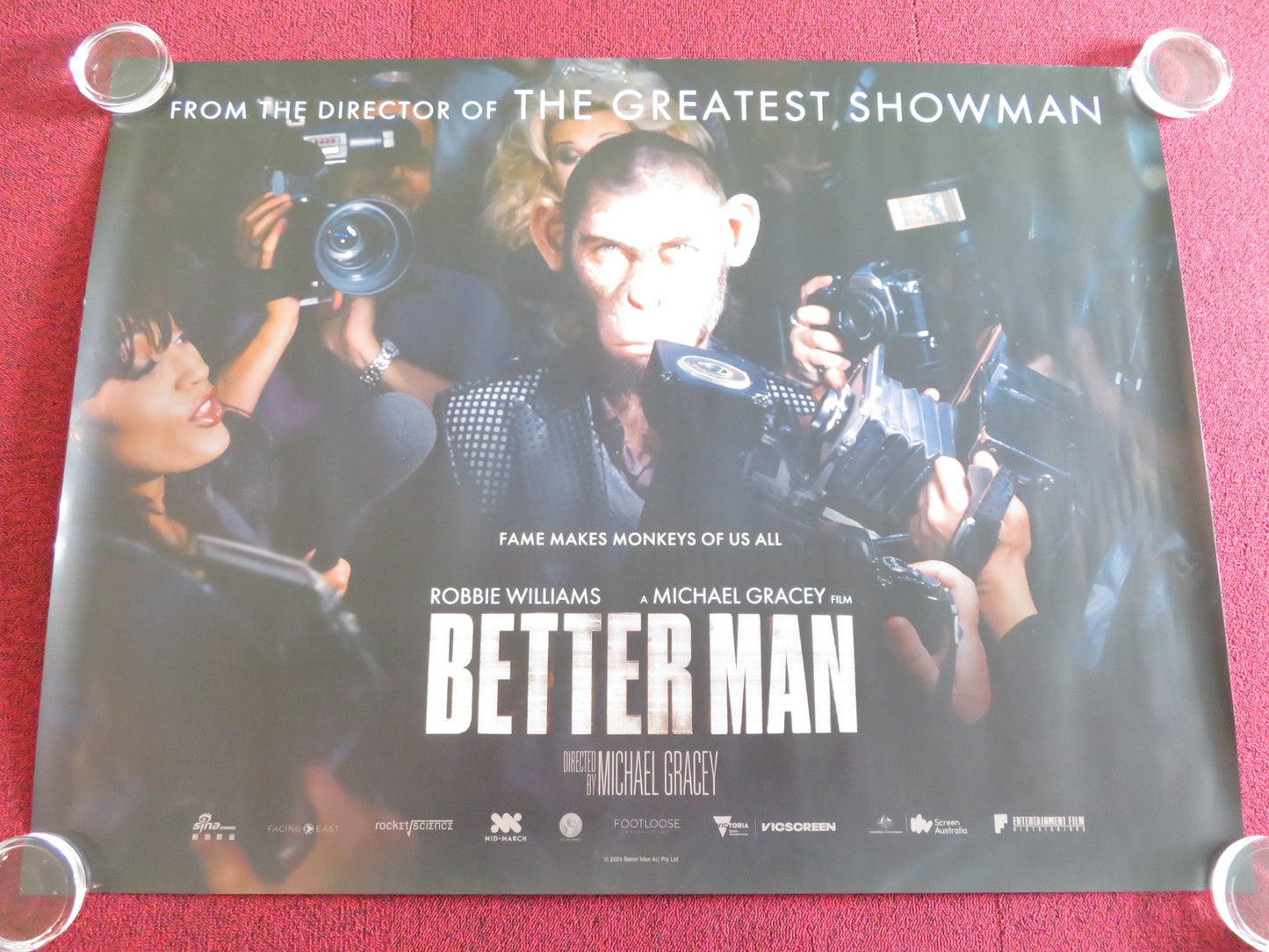 BETTER MAN UK QUAD ROLLED POSTER ROBBIE WILLIAMS STEVE PEMBERTON 2024 Rendezvous Cinema Movie posters