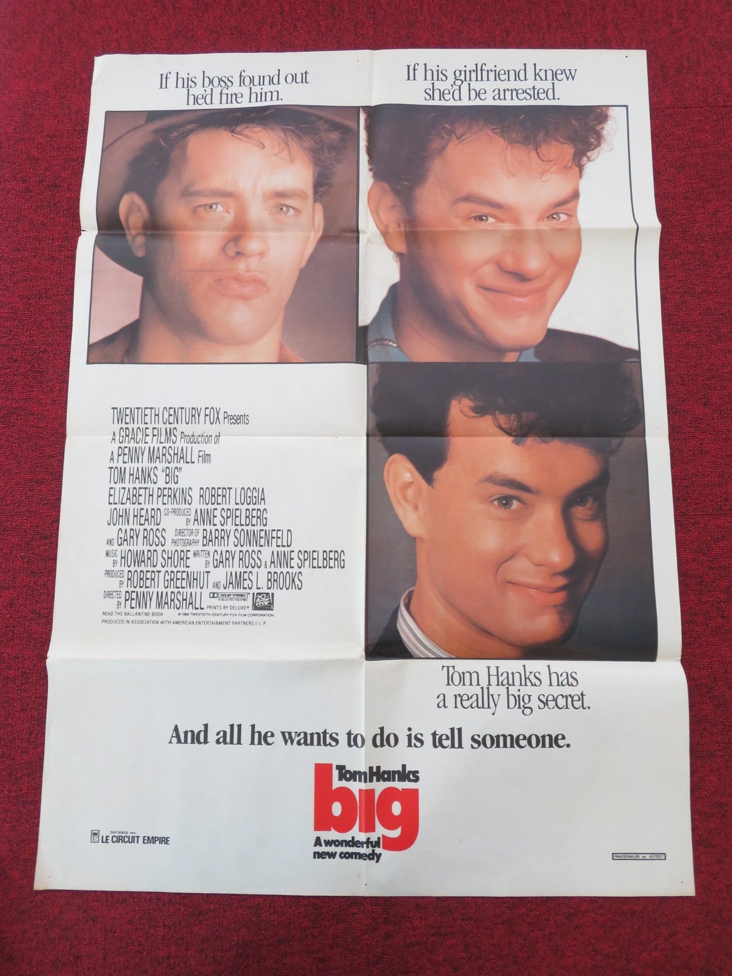 Big Lebanese Poster Folded Tom Hanks Elizabeth Perkins 1988 Movie posters