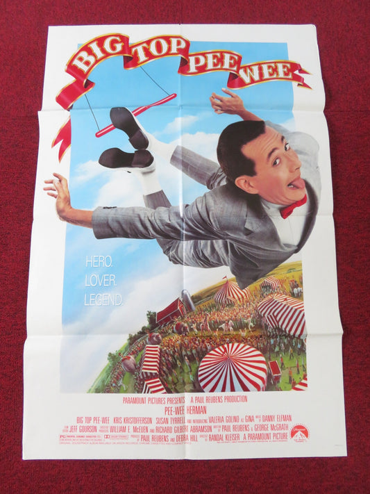 BIG TOP PEE WEE FOLDED US ONE SHEET POSTER PAUL REUBENS KRIS KRISTOFFERSON 1988 Rendezvous Cinema Movie posters