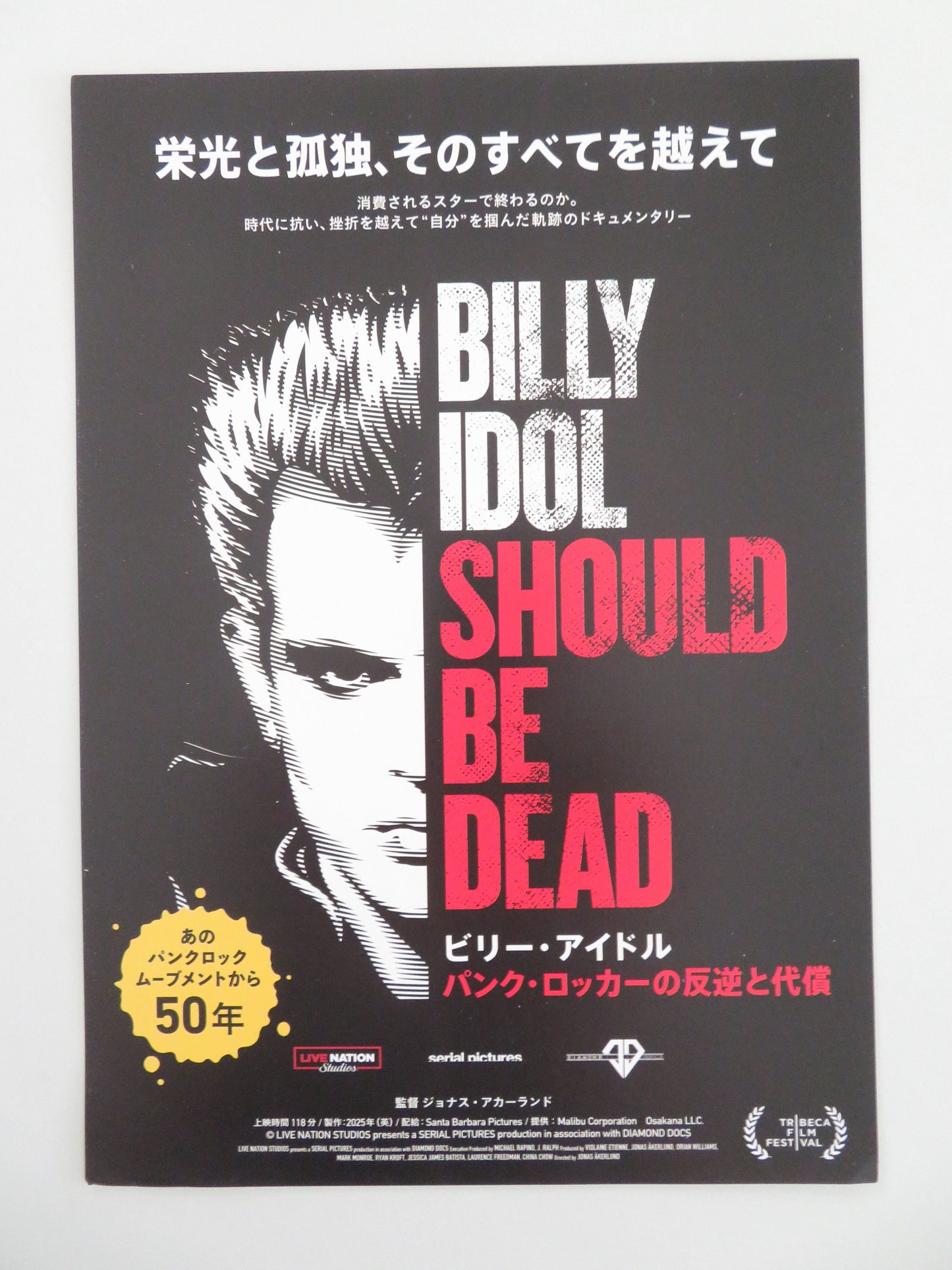 Billy Idol Should Be Dead Japanese Chirashi (B5) Poster Idol Armstrong 2025 Movie posters