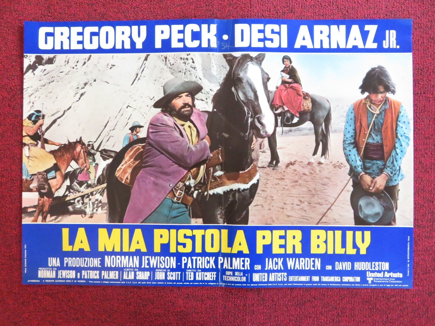 BILLY TWO HATS - H ITALIAN FOTOBUSTA POSTER GREGORY PECK DESI ARNAZ JR. 1974 Rendezvous Cinema Movie posters