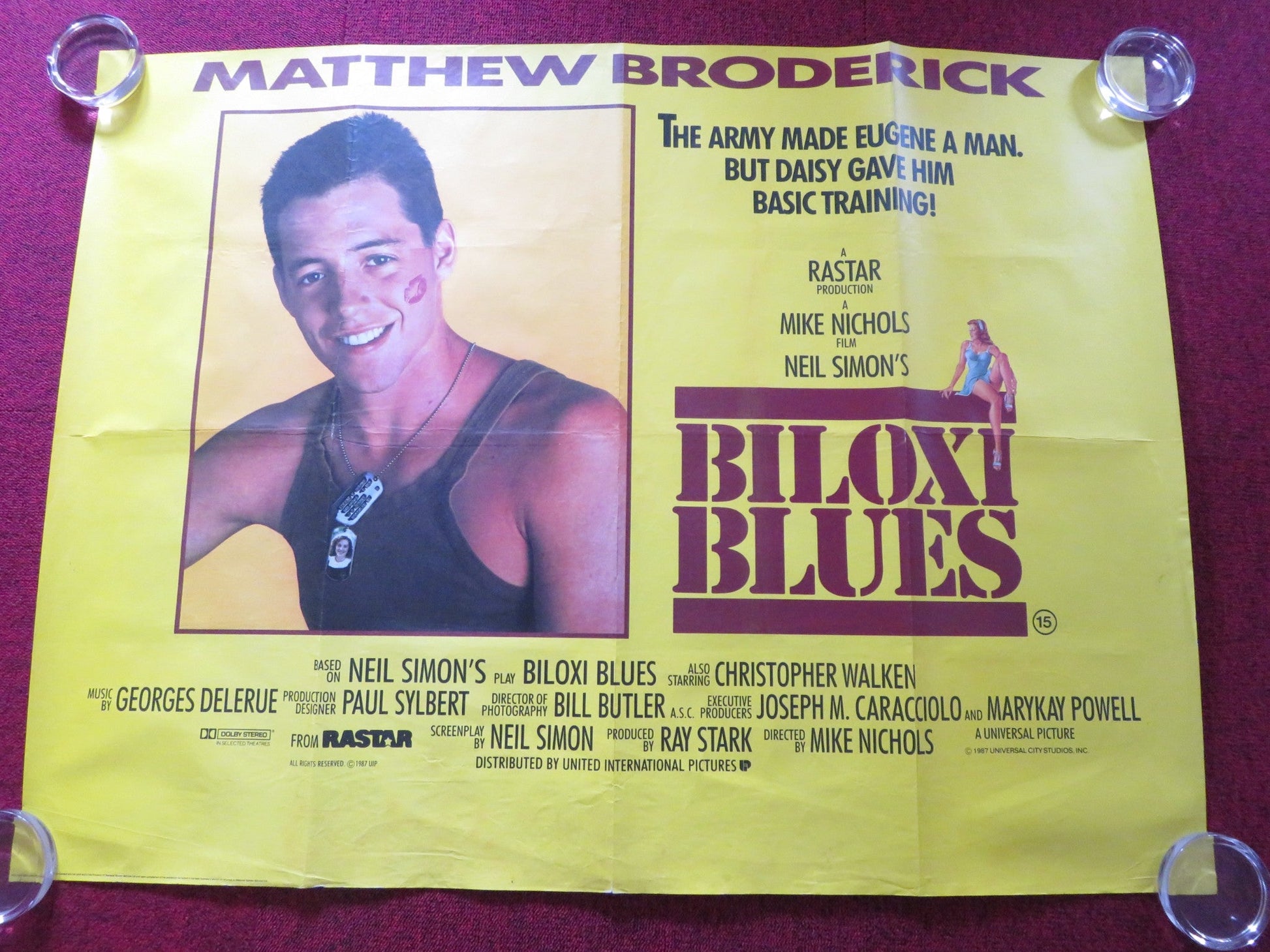 BILOXI BLUES UK QUAD ROLLED POSTER MATTHEW BRODERICK 1988 Rendezvous Cinema Movie posters