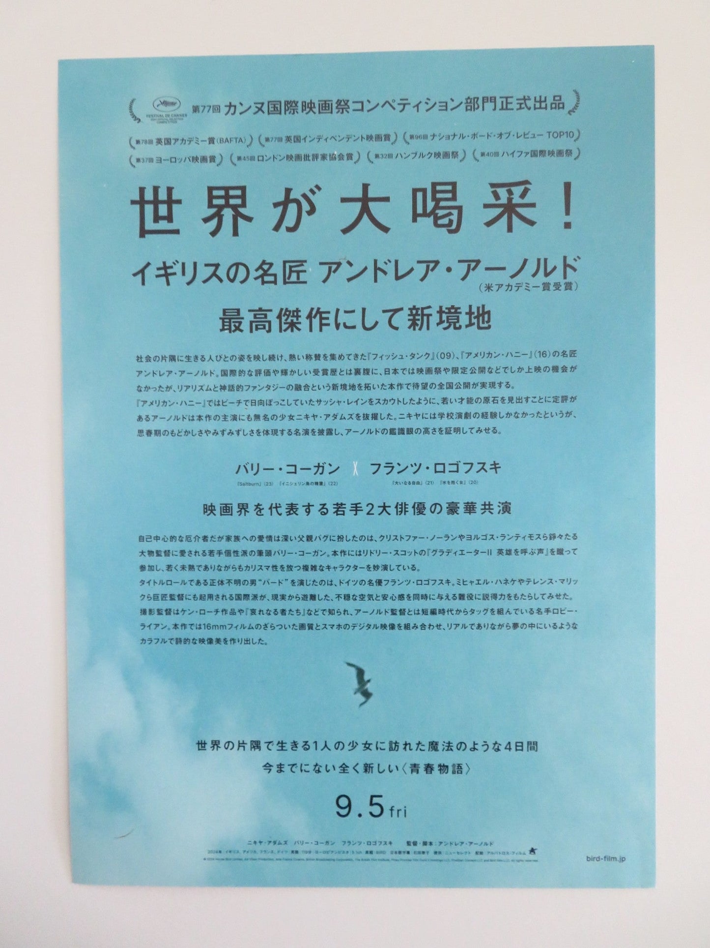 BIRD - C JAPANESE CHIRASHI (B5) POSTER NYKIYA ADAMS FRANZ ROGOWSKI KEOGHAN 2024 Movie posters