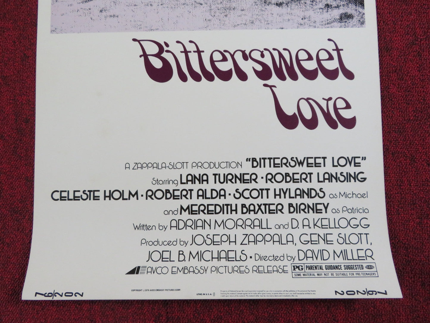 BITTERSWEET LOVE US INSERT POSTER LANA TURNER ROBERT LANSING 1976 Rendezvous Cinema Movie posters