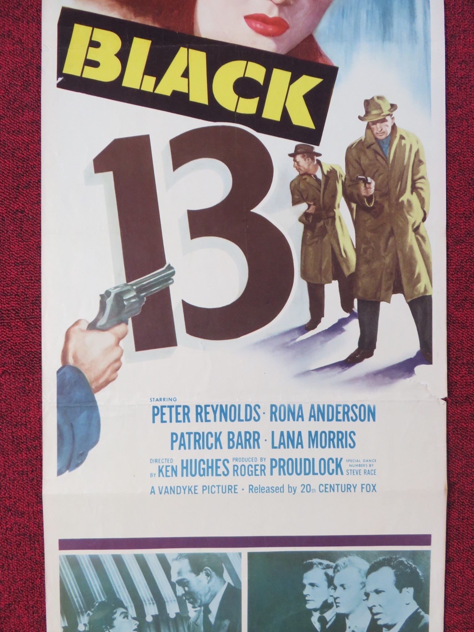 BLACK 13 US INSERT POSTER PETER REYNOLDS RONA ANDERSON 1954 Rendezvous Cinema Movie posters