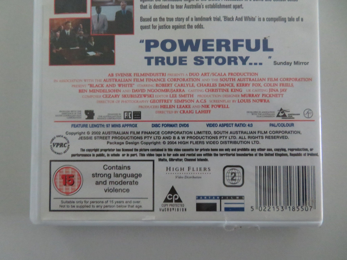 BLACK AND WHITE (DVD) ROBERT CARLYLE CHARLES DANCE 2002 REGION 2 Movie posters