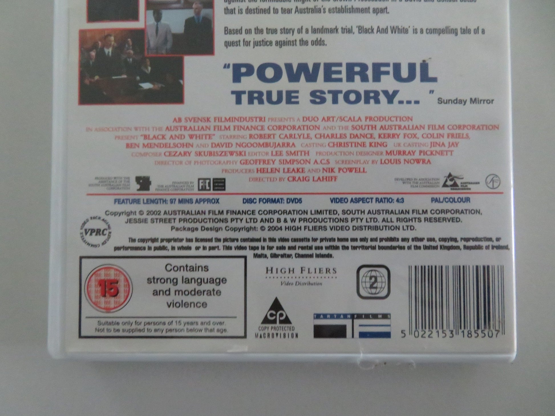 BLACK AND WHITE (DVD) ROBERT CARLYLE CHARLES DANCE 2002 REGION 2 Movie posters