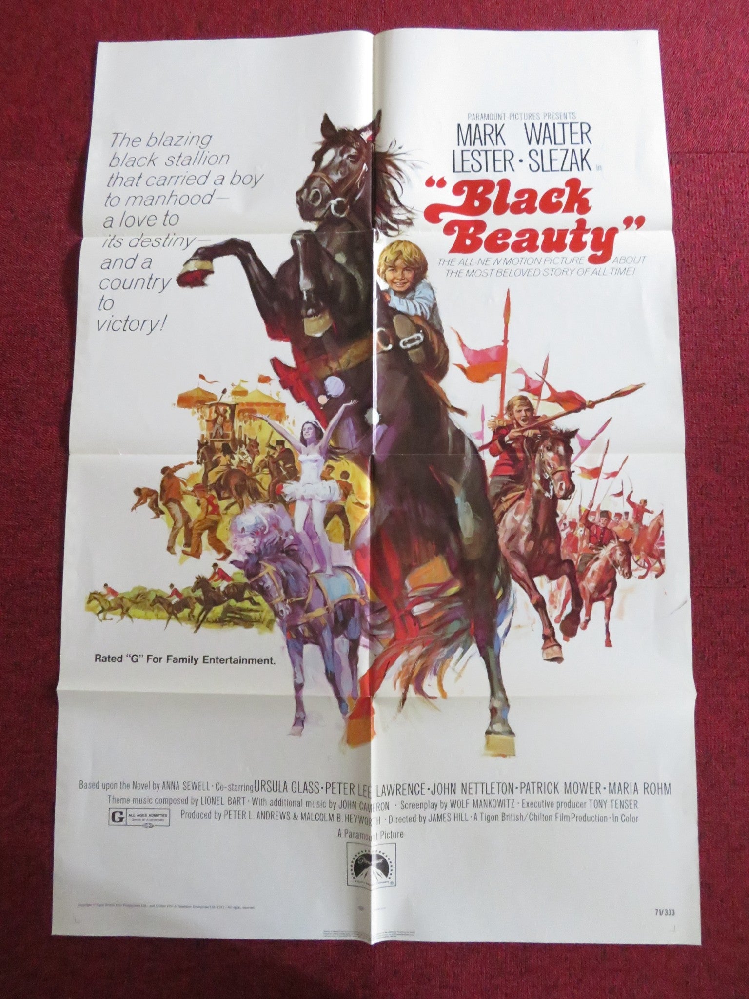BLACK BEAUTY - B FOLDED US ONE SHEET POSTER MARK LESTER WALTER SLEZAK 1971 Rendezvous Cinema Movie posters