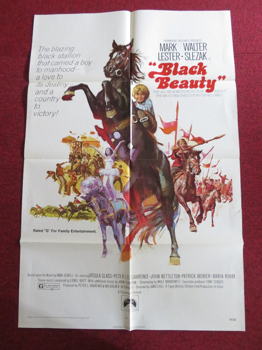 BLACK BEAUTY - B FOLDED US ONE SHEET POSTER MARK LESTER WALTER SLEZAK 1971 Rendezvous Cinema Movie posters
