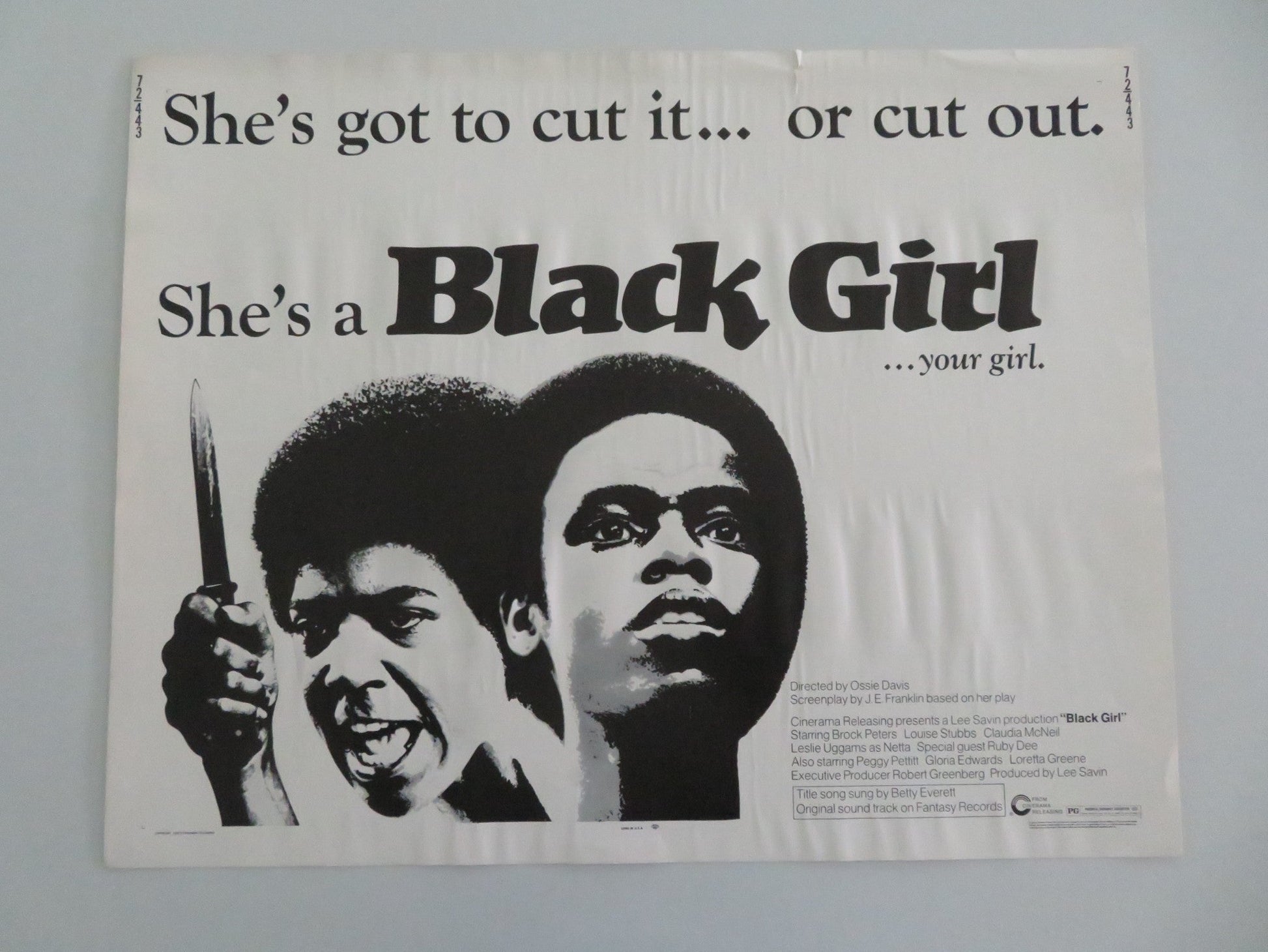 BLACK GIRL US HALF SHEET (22"x 28") POSTER BROCK PETERS LOUISE STUBBS 1972 Movie posters