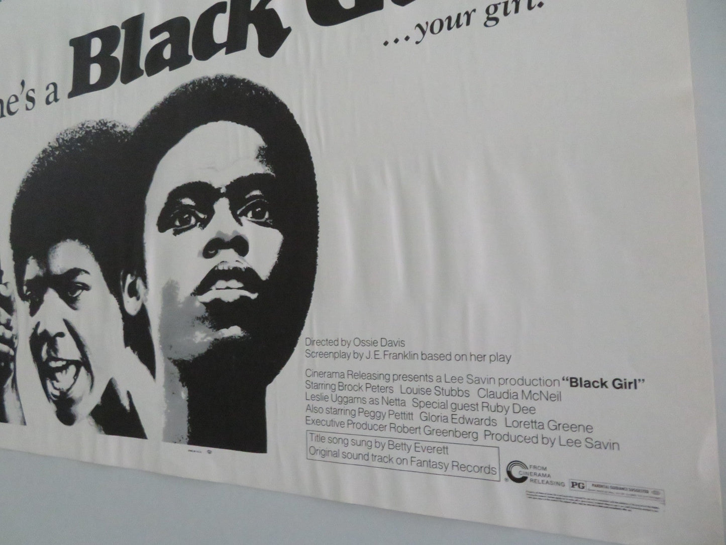 BLACK GIRL US HALF SHEET (22"x 28") POSTER BROCK PETERS LOUISE STUBBS 1972 Movie posters