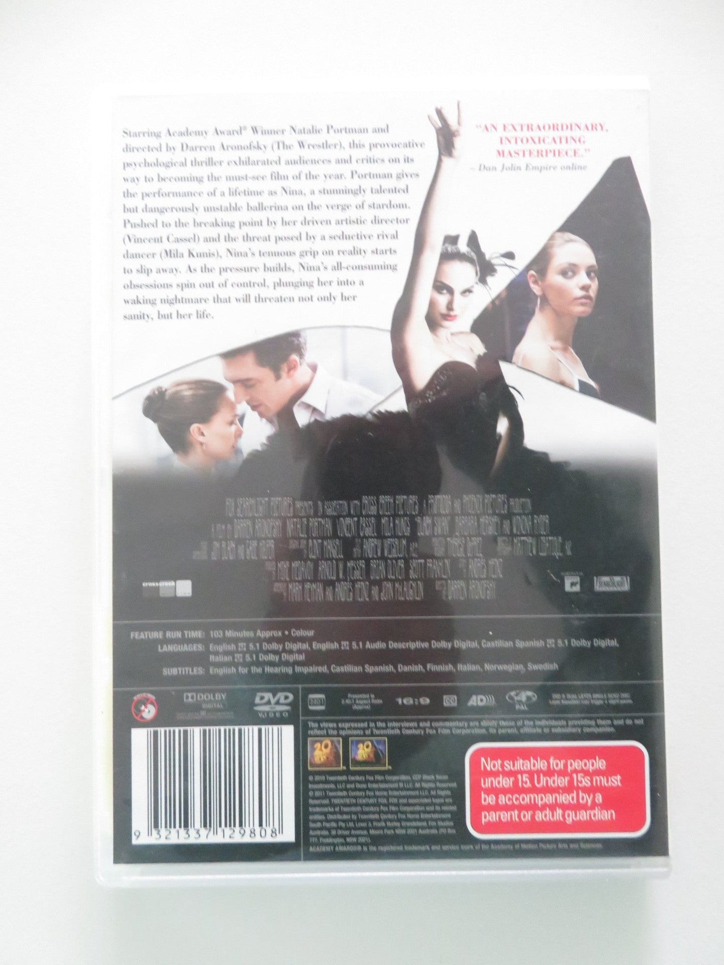 Black Swan - B (DVD) Natalie Portman Mila Kunis Vincent Cassel 2010 Region 4 Movie posters