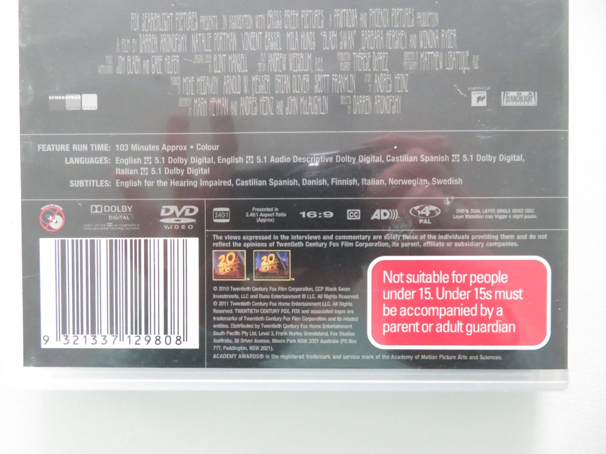 Black Swan - B (DVD) Natalie Portman Mila Kunis Vincent Cassel 2010 Region 4 Movie posters