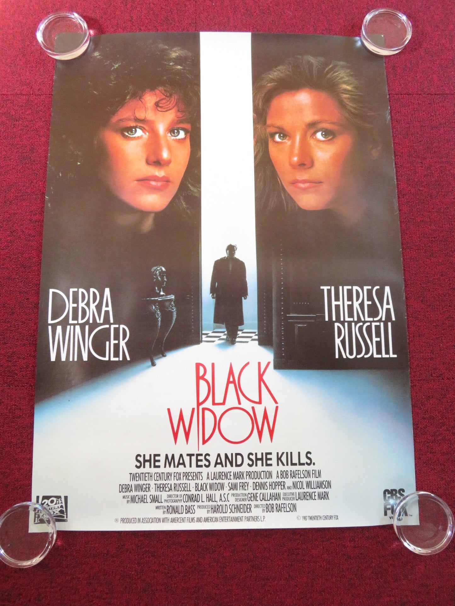 BLACK WIDOW VHS VIDEO POSTER ROLLED DEBRA WINGER THERESA RUSSELL 1987 Rendezvous Cinema Movie posters